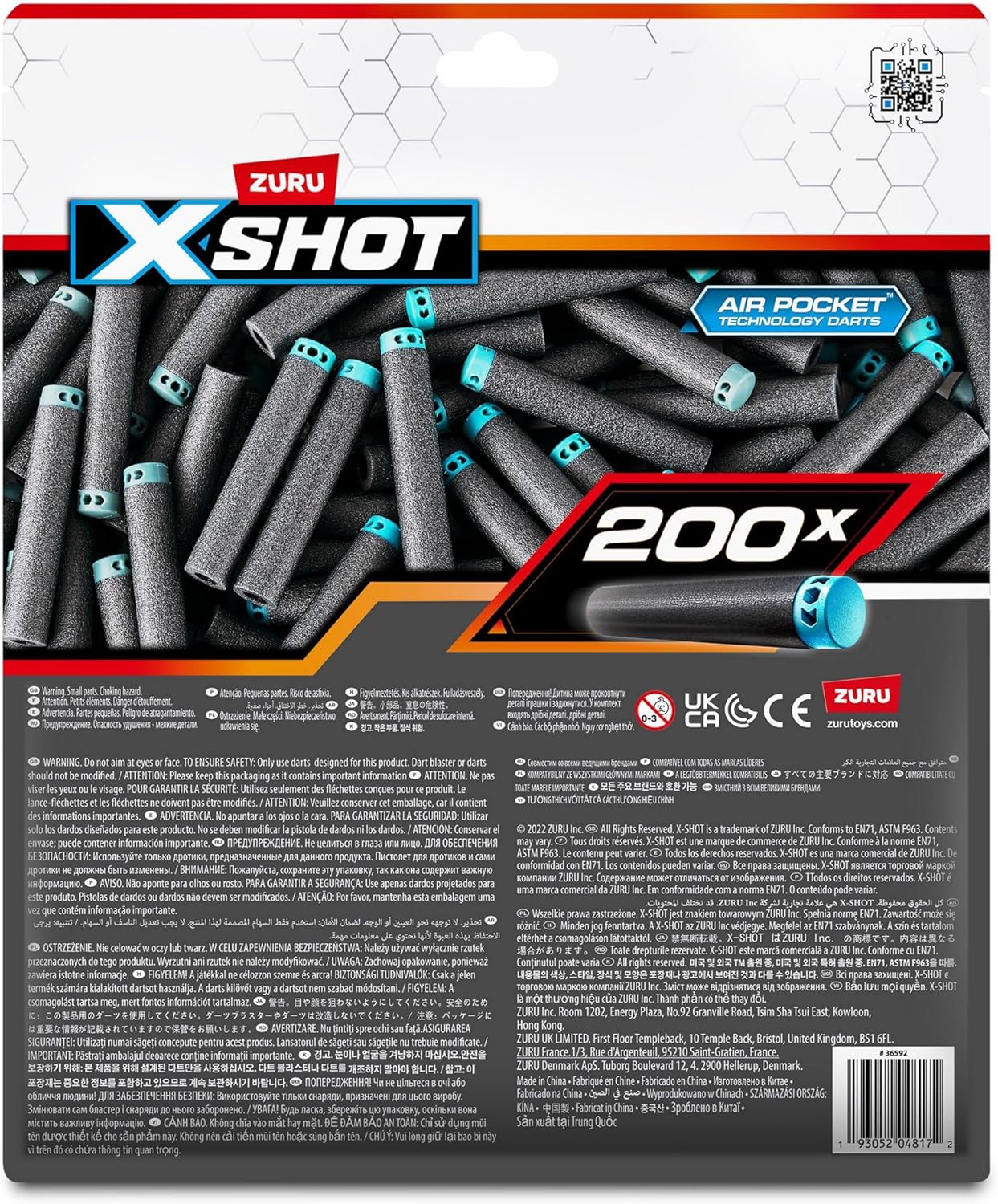 XSHOT X-Shot Dart Big Refill, 200 Foam Darts Refill Pack, Compatible with X-Shot and Other Dart Blasters, Boys, Age 8+