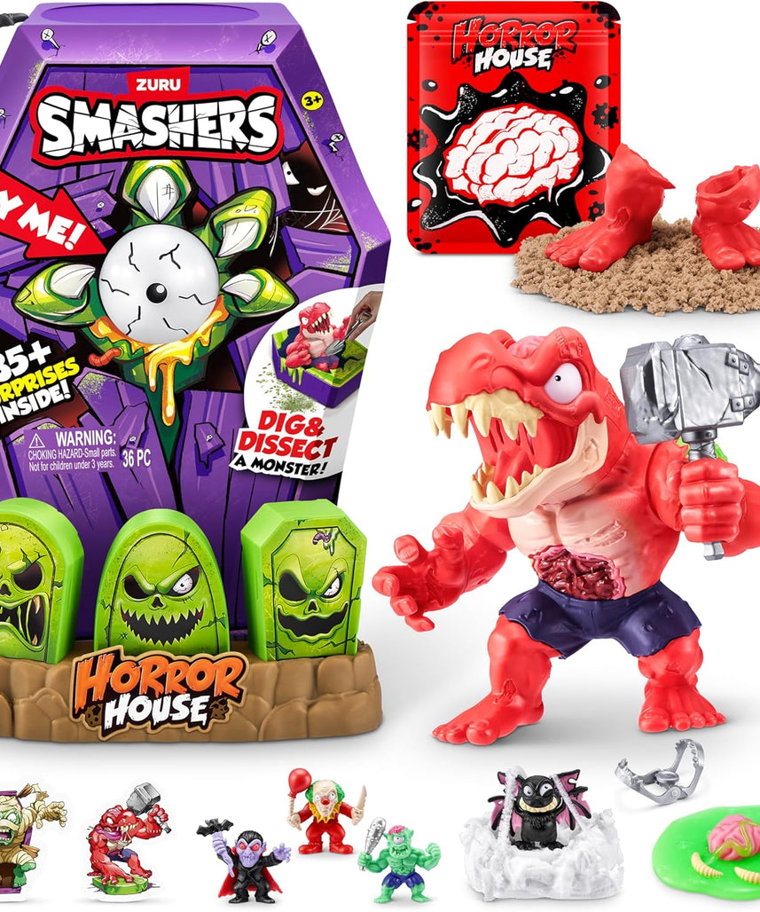 زورو سماشرز، منزل رعب كبير، السلسلة 1، مجموعة ألعاب مخيفة، أكثر من 35 مفاجأة، شخصيات قابلة للتجميع، بيض سماش، إكسسوارات مخيفة، أضواء وأصوات، حفر وتشريح، لعبة مغامرات للأطفال