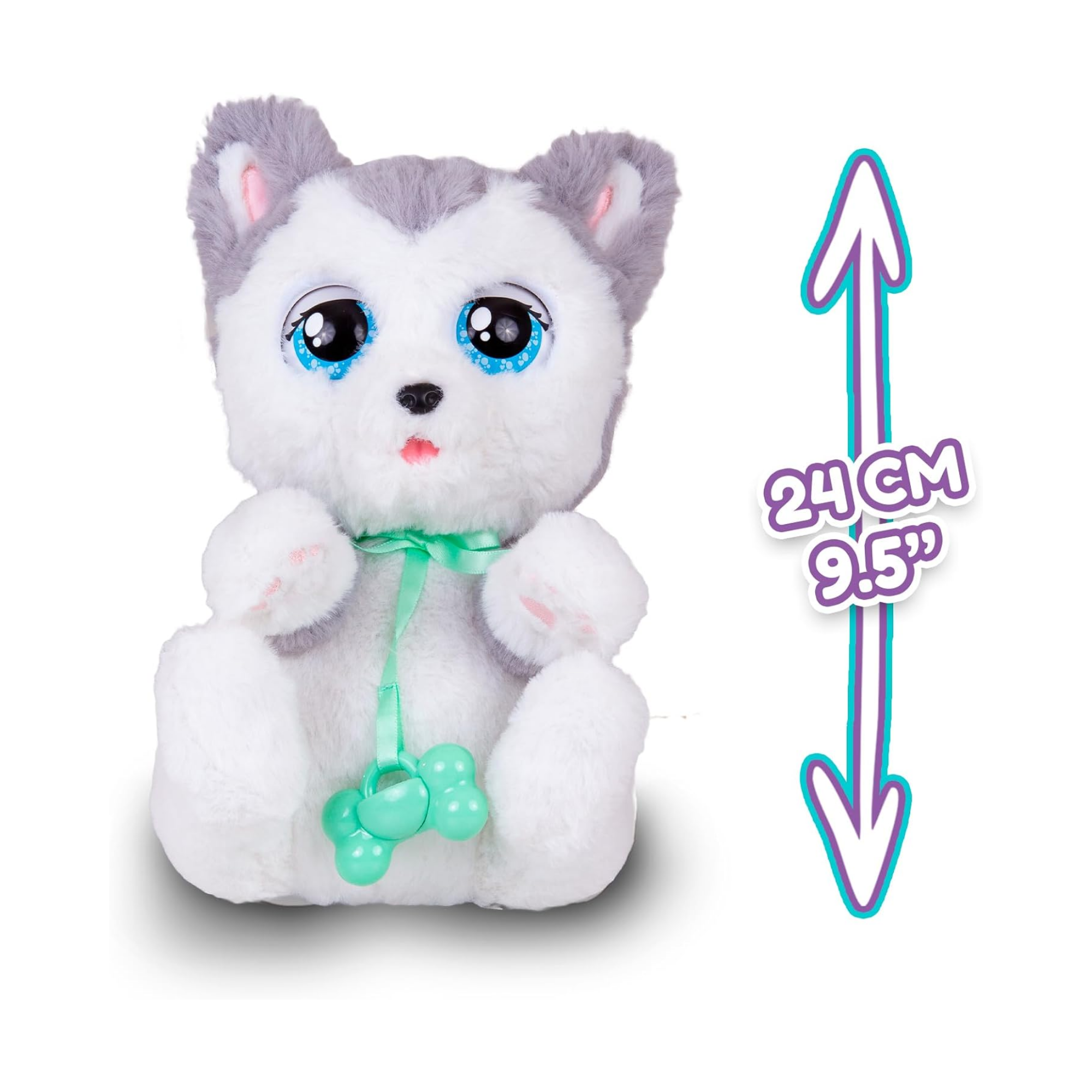 جراء نائمة من بيبي باوز، هاسكي، لعبة جرو تفاعلية من القطيفة مقاس 9.5 بوصة مع حقيبة حمل، لعبة تظاهر للأطفال مع مؤثرات صوتية، مناسبة للأولاد والبنات من سن 18 شهرًا فما فوق