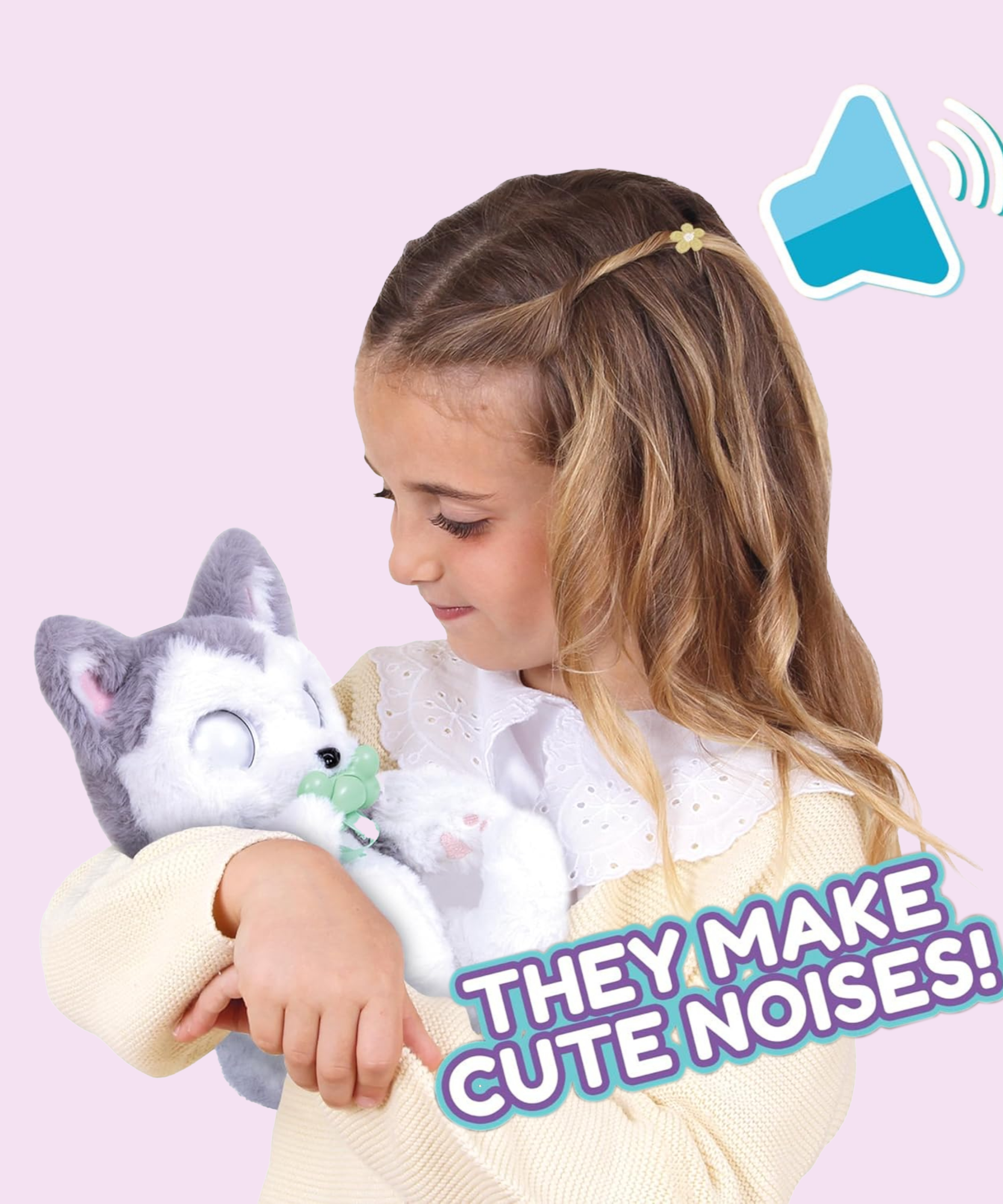 جراء نائمة من بيبي باوز، هاسكي، لعبة جرو تفاعلية من القطيفة مقاس 9.5 بوصة مع حقيبة حمل، لعبة تظاهر للأطفال مع مؤثرات صوتية، مناسبة للأولاد والبنات من سن 18 شهرًا فما فوق