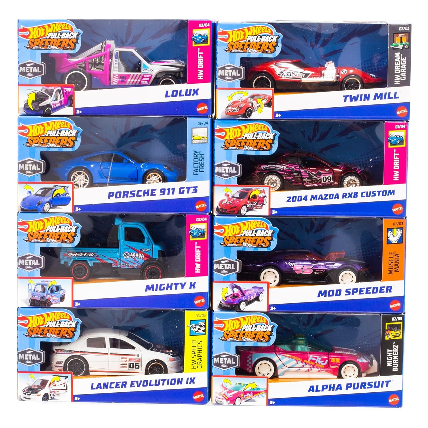 Hot Wheels Pull-Back Speeders 1:43 Scale Toy Car, Pull Back and Release for Instant Racing Fun