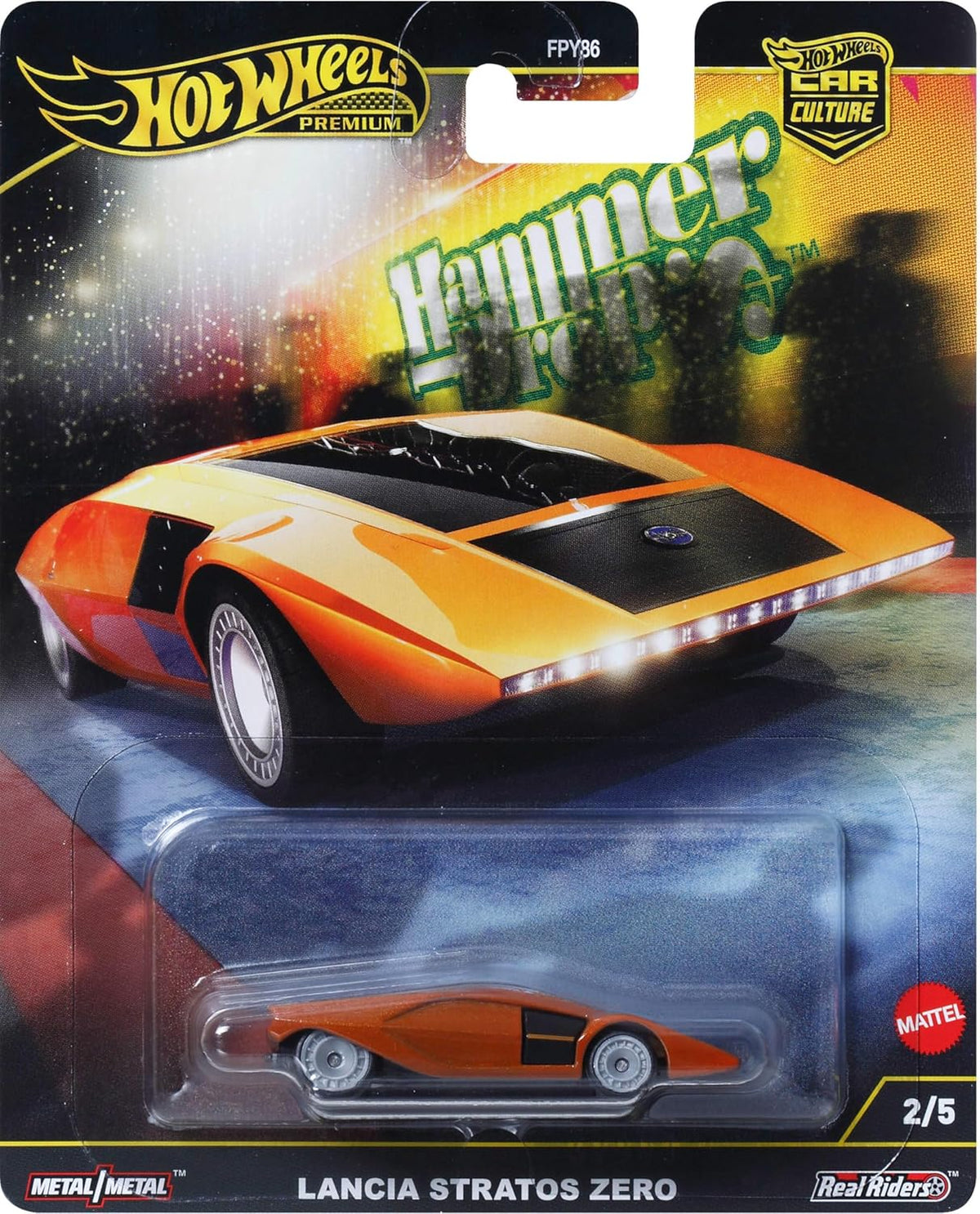 Hot Wheels Premium Lancia Stratos Zero Vehicle Car Culture Circuit Legends Collectible Hot Wheels Die-cast Car Toy for Kids 3+ Years HRV77