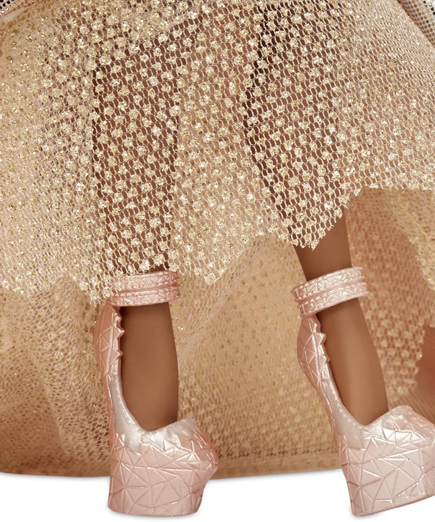 دمية ملكة جمع هدايا مفاجأة العيد لعام ٢٠٢١ من LOL، إصدار محدود، زي ذهبي، إكسسوارات فاخرة، وحامل عرض مضيء، هدية مميزة للفتيات من عمر ٥ سنوات فما فوق