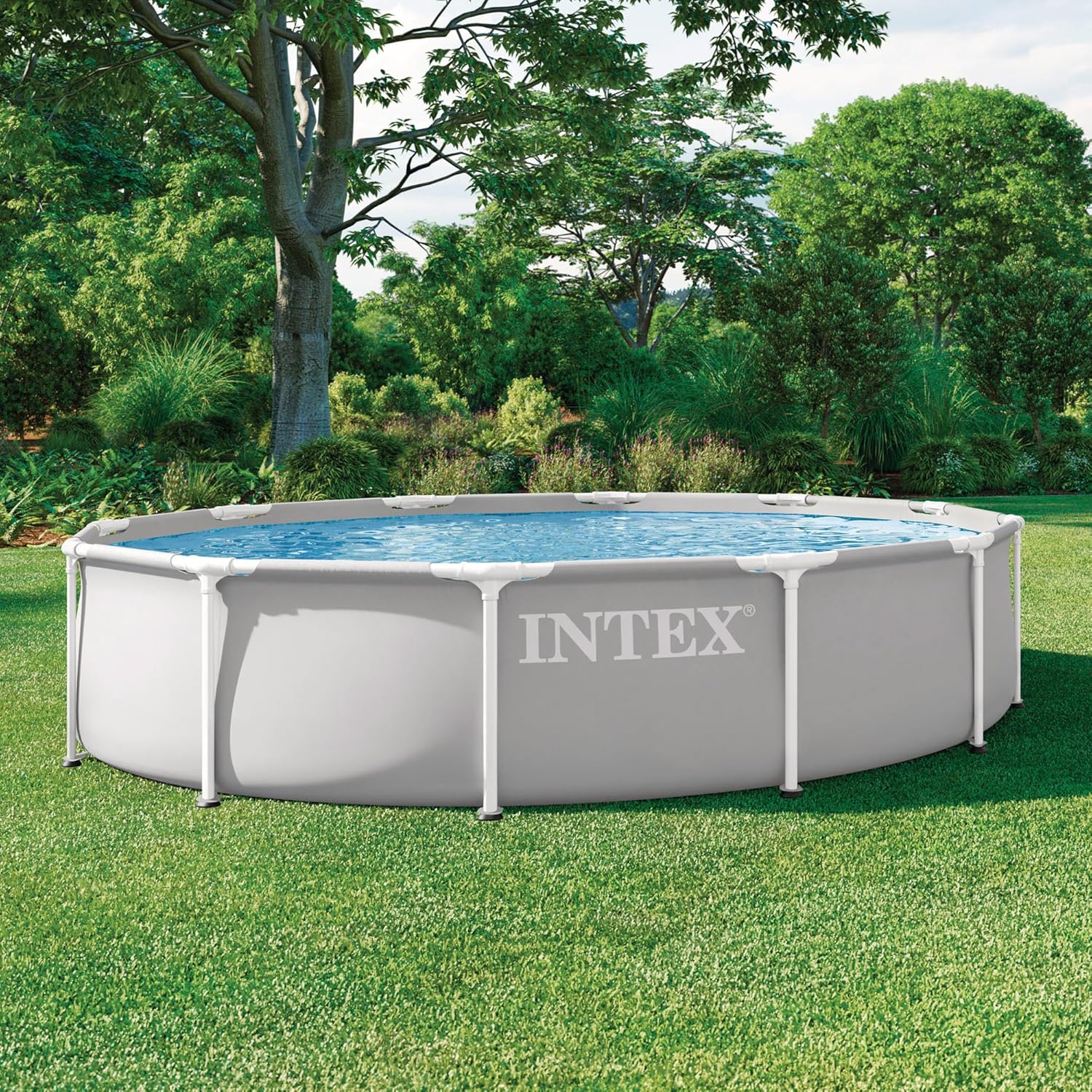 Intex Prism Rondo Frame Pool Set, Diameter 366 x 76 cm, Light Grey