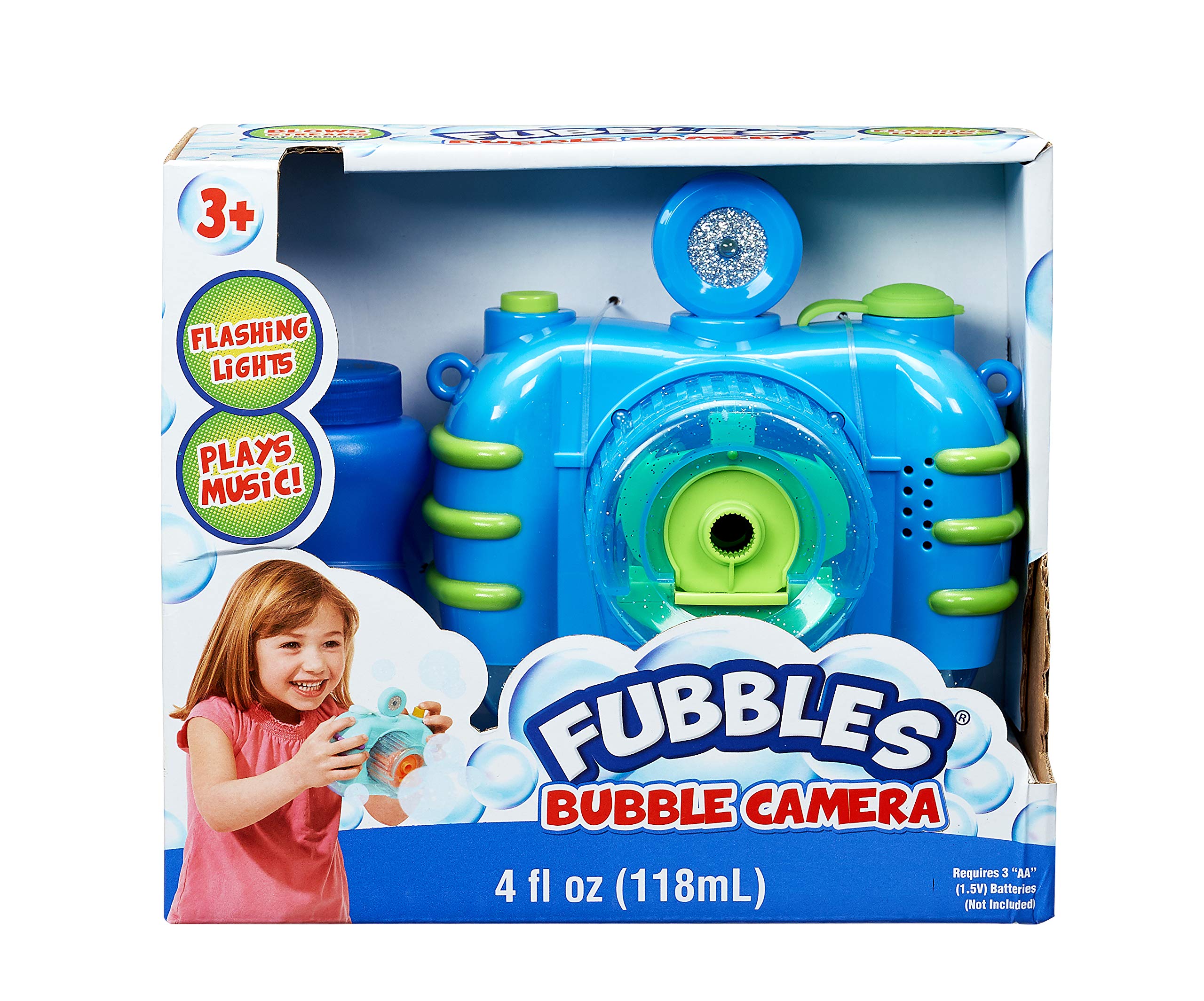 Fubbles No Spill Bubble Camera Toy, 118ml Bubble Solution Included, Automatic Bubble Camera for Kids, Non Spill Bubble Maker with Lights and Sound, Pretend Play Bubble Toy, Battery Operated, Outdoor Bubble Fun, Ages 3 Plus