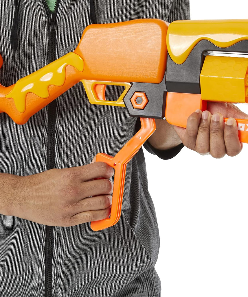 Nerf Roblox Adopt Me! Bees Lever Action Dart Blaster, 8-Dart Rotating Drum, 8 Nerf Elite Darts, Exclusive Virtual Item Code, Indoor & Outdoor Play