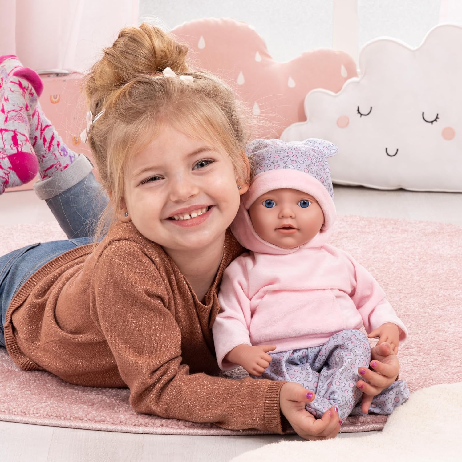 Bayer Design 93827AD Reborn Baby Doll Lifelike Realistic Dummy Bottle Blanket 38cm