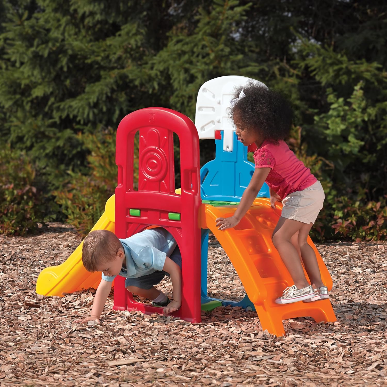 Step2 Game Time Sports Climber, Outdoor Playset with Slide Basketball Hoop and Soccer Goal, Active Fun Toy for Kids Boys and Girls Age 2 to 6, Durable Plastic Multicolor Backyard Activity Center