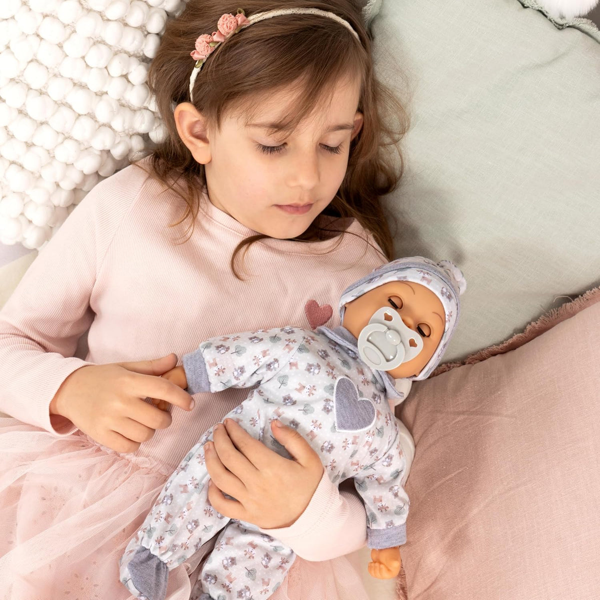 Bayer Design 93824CP Interactive Baby Doll Talking Soft Body Dummy Bottle 38cm