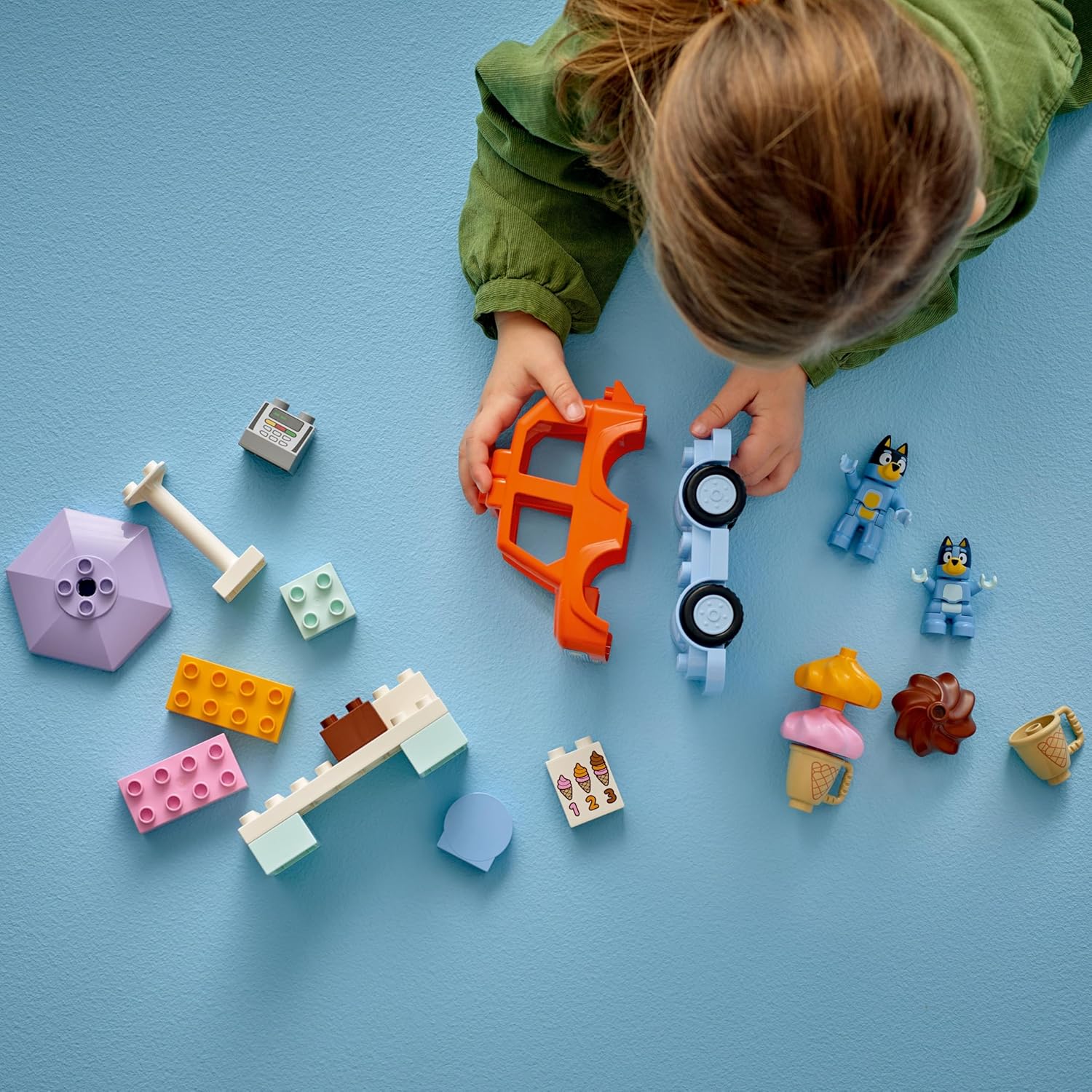 LEGO DUPLO Bluey Ice Cream Trip Toddler Toy with Vehicle Ice Cream Stand and 2 Figures including Bandit Gift for 2+ Year Old Girls and Boys 10458