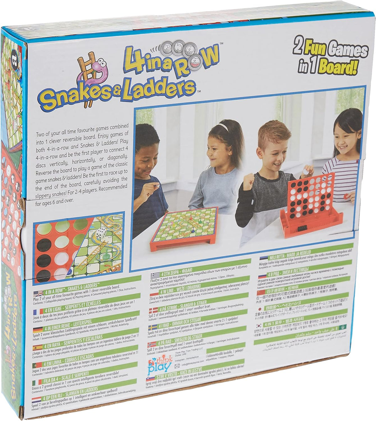Snakes & Ladders and 4-in-a-Row Game Bundle, Board Game Set for Kids, Ages 4+