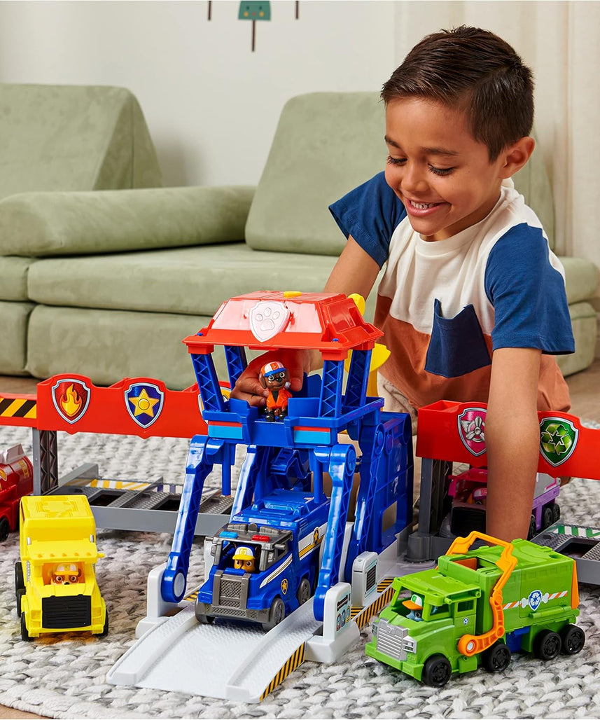مجموعة ألعاب باو باترول شاحنة كبيرة للجراء، مقر الإنقاذ على الطريق السريع، مع أضواء وأصوات، بعرض 91.4 سم، تتضمن شخصية مطاردة ومركبة كبيرة، مجموعة ألعاب حركة للأطفال من سن 3 سنوات فما فوق