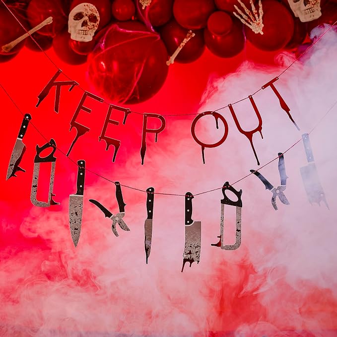 Ginger Ray Keep Out Halloween Scary Bloody Weapon Bunting Banner Decoration