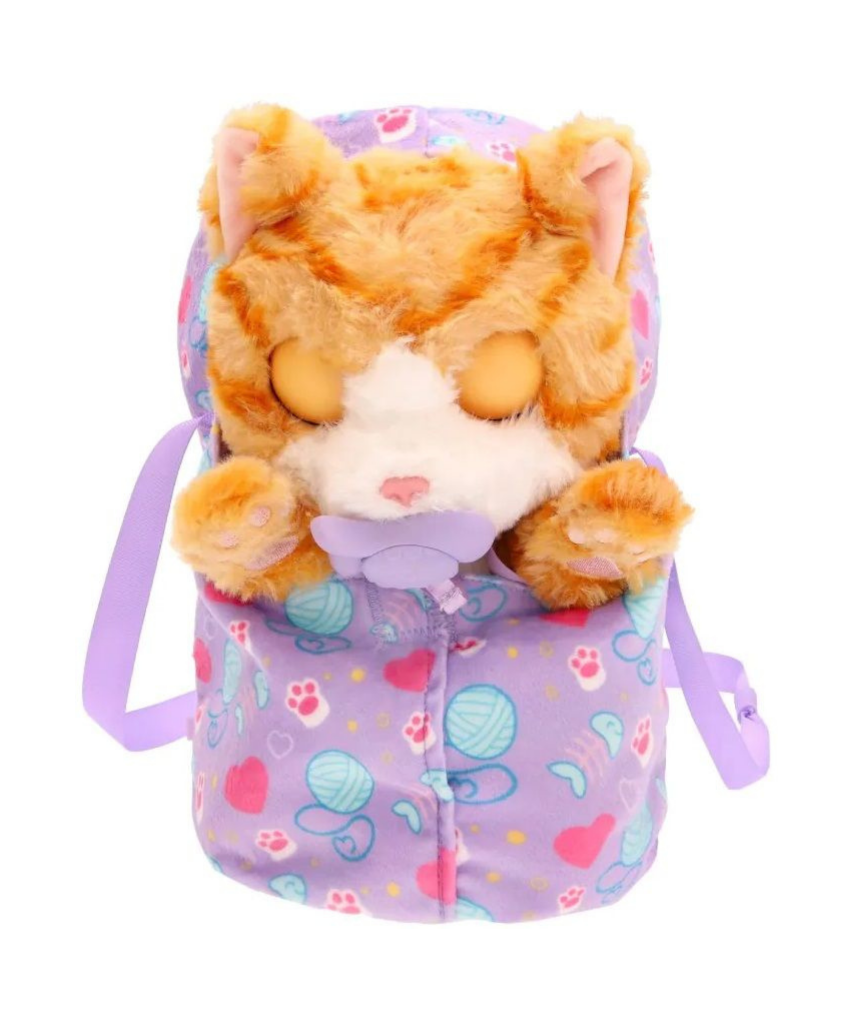 قطط نائمة من بيبي باوز، قطة، لعبة قطة تفاعلية من القطيفة مقاس 8.5 بوصة مع حقيبة حمل، لعبة تظاهر للأطفال مع مؤثرات صوتية، مناسبة للأولاد والبنات من سن 3 سنوات فما فوق