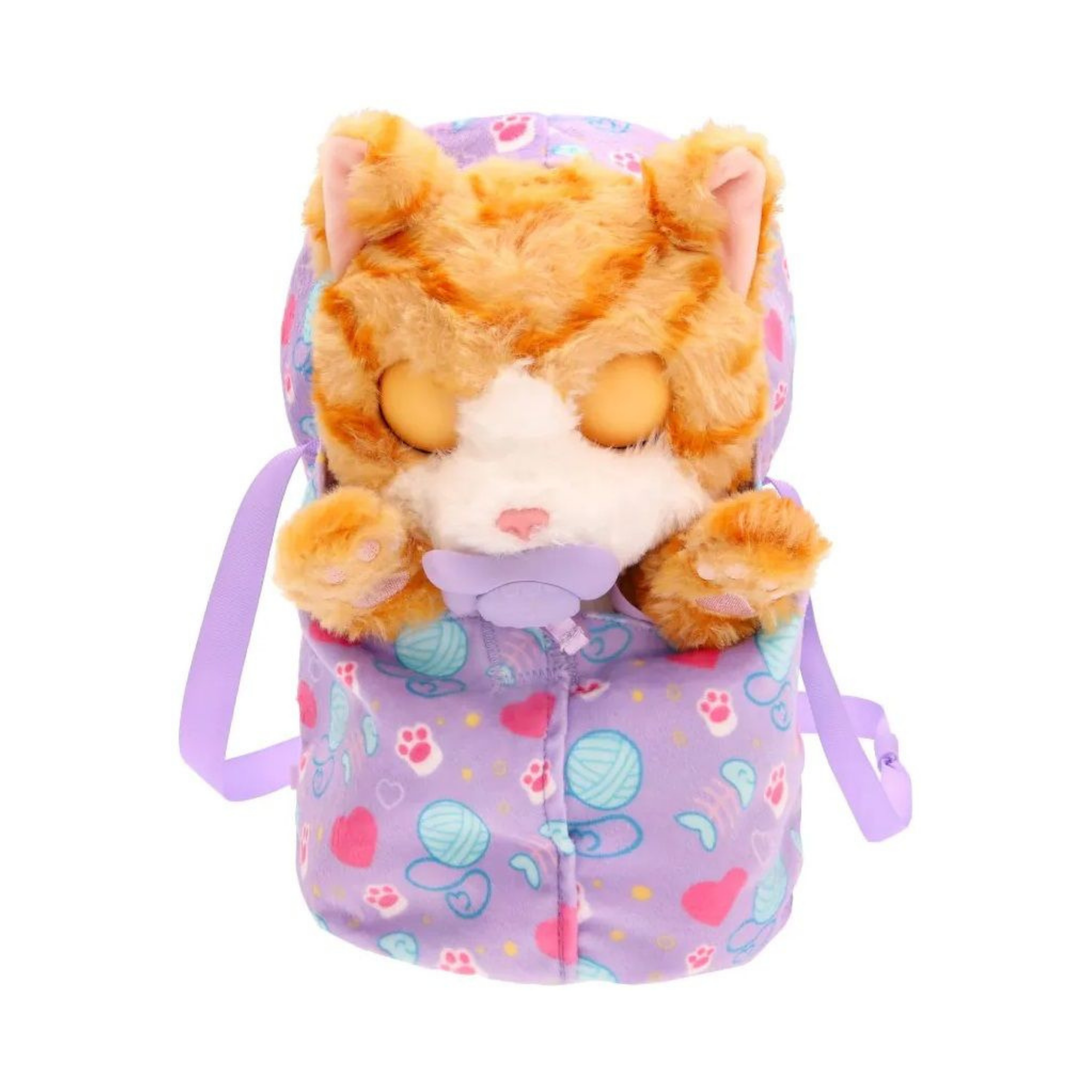 قطط نائمة من بيبي باوز، قطة، لعبة قطة تفاعلية من القطيفة مقاس 8.5 بوصة مع حقيبة حمل، لعبة تظاهر للأطفال مع مؤثرات صوتية، مناسبة للأولاد والبنات من سن 3 سنوات فما فوق