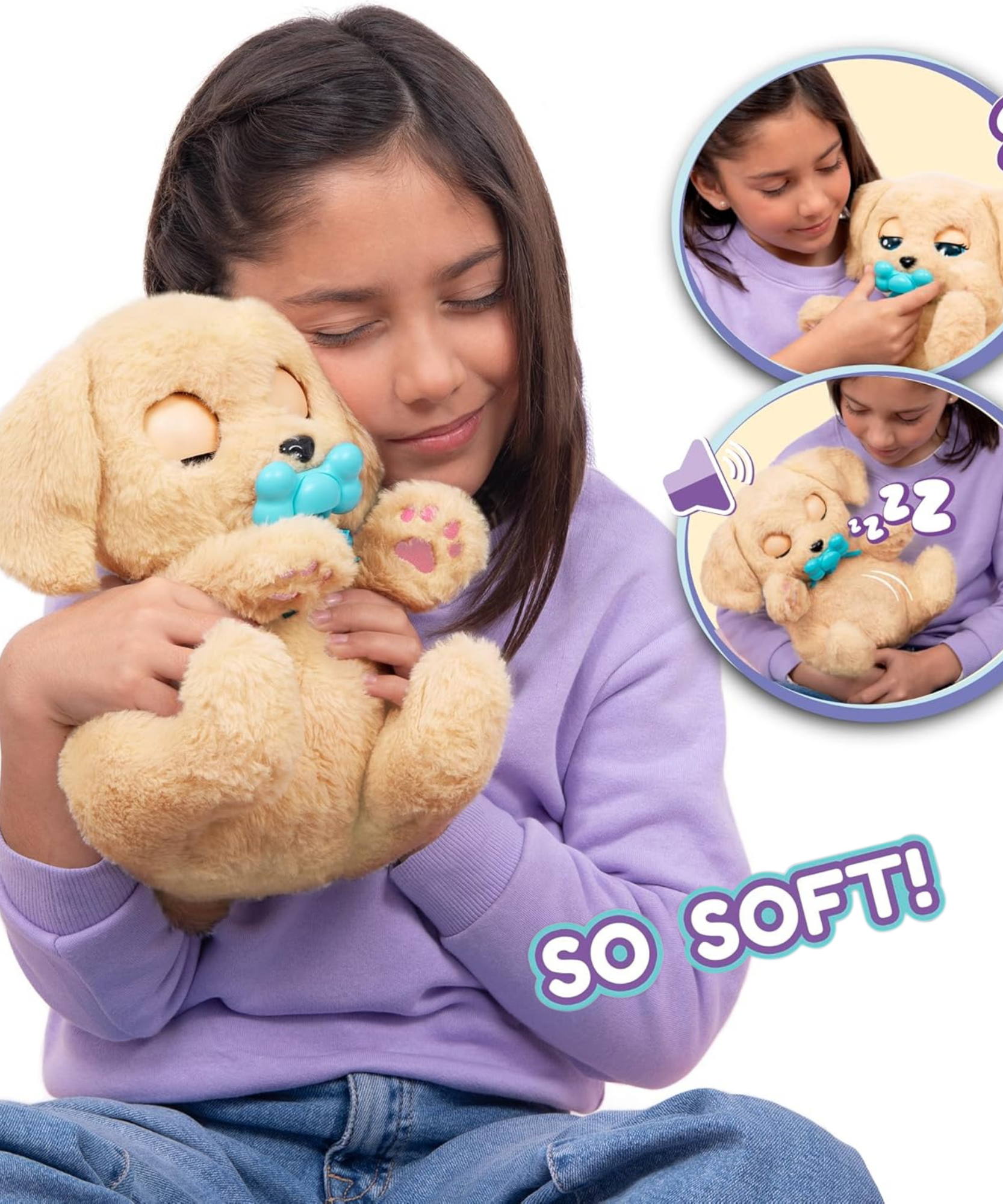 جراء النوم من بيبي باوز، لابرادور، لعبة جرو تفاعلية من القطيفة مقاس 9.5 بوصة مع حقيبة حمل، لعبة تظاهر للأطفال مع مؤثرات صوتية، مناسبة للأولاد والبنات من سن 3 سنوات فما فوق