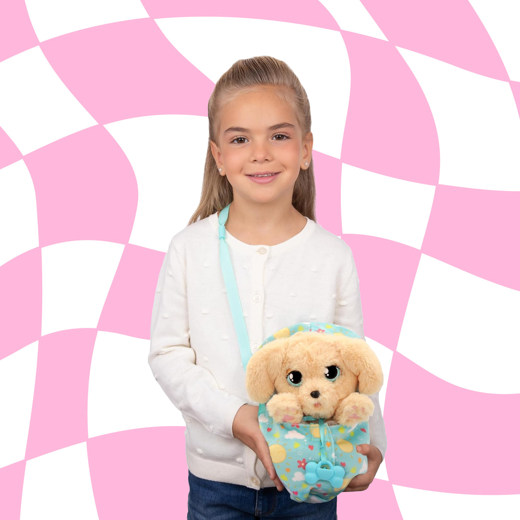 جراء النوم من بيبي باوز، لابرادور، لعبة جرو تفاعلية من القطيفة مقاس 9.5 بوصة مع حقيبة حمل، لعبة تظاهر للأطفال مع مؤثرات صوتية، مناسبة للأولاد والبنات من سن 3 سنوات فما فوق