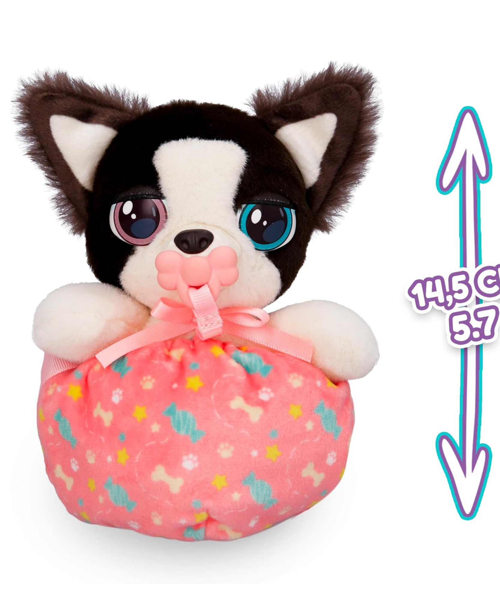 جراء صغيرة من بيبي باوز، كلب بوردر كولي، لعبة جرو تفاعلية من القطيفة مقاس 5 بوصات مع حقيبة حمل، لعبة تظاهر للأطفال مع مؤثرات صوتية، مناسبة للأولاد والبنات من سن 3 سنوات فما فوق