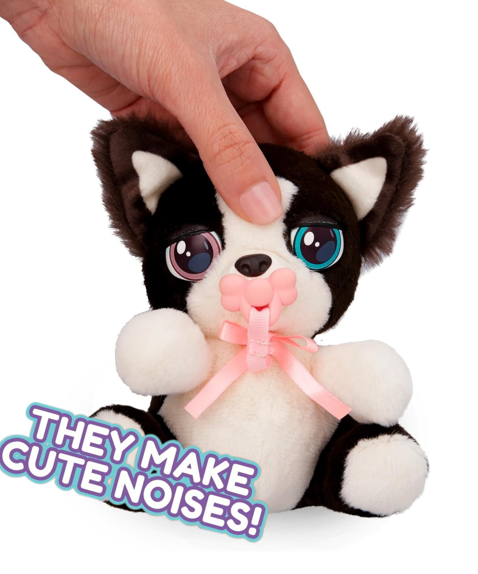 جراء صغيرة من بيبي باوز، كلب بوردر كولي، لعبة جرو تفاعلية من القطيفة مقاس 5 بوصات مع حقيبة حمل، لعبة تظاهر للأطفال مع مؤثرات صوتية، مناسبة للأولاد والبنات من سن 3 سنوات فما فوق