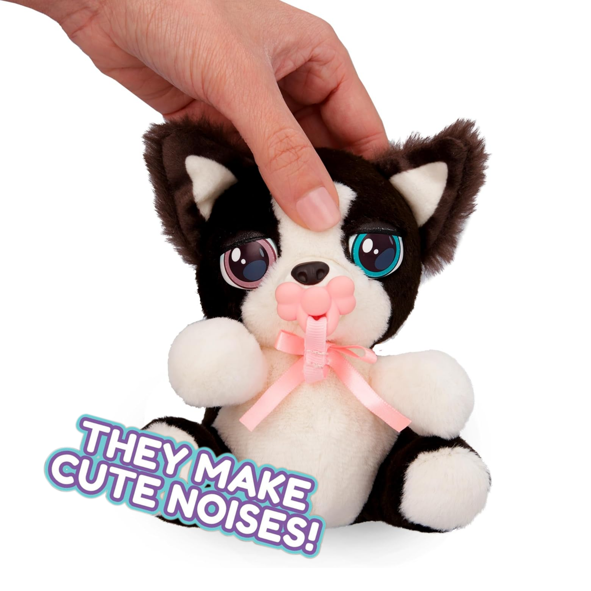 جراء صغيرة من بيبي باوز، كلب بوردر كولي، لعبة جرو تفاعلية من القطيفة مقاس 5 بوصات مع حقيبة حمل، لعبة تظاهر للأطفال مع مؤثرات صوتية، مناسبة للأولاد والبنات من سن 3 سنوات فما فوق