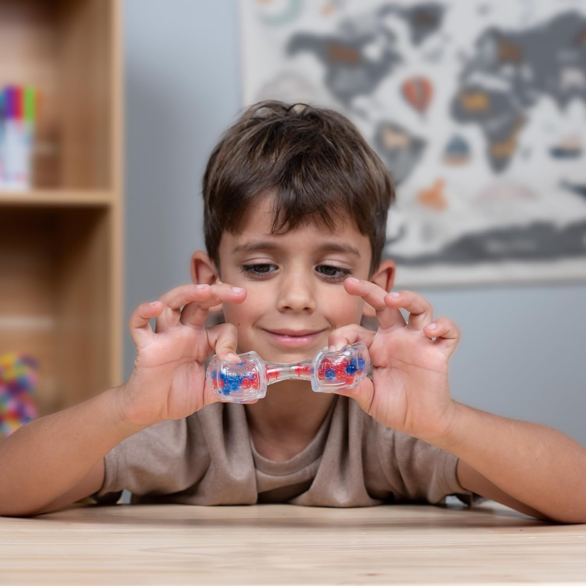 لعبة فيدجيت بلوكس من جالوت، لعبة فيدجيت حسية مركزة على الصوت، لعبة مكتبية لتخفيف التوتر والقلق، خرز أحمر وأزرق، للبالغين والأطفال