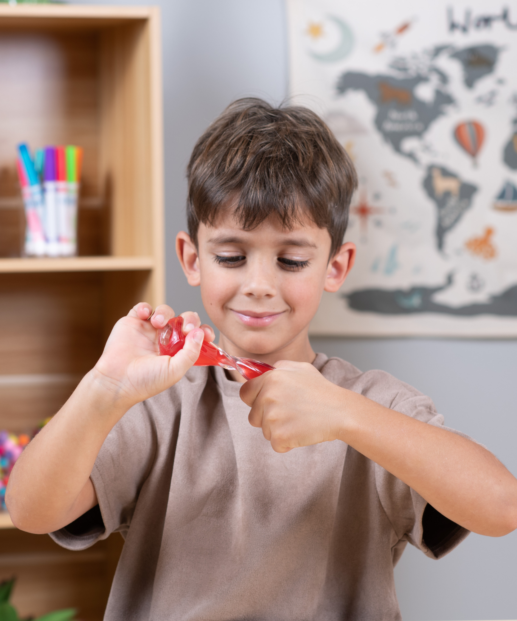 لعبة فيدجيت بلوكس من جالوت، لعبة فيدجيت حسية مركزة على الرؤية، مصنوعة من سائل وملون، لتخفيف القلق والتوتر، لعبة مكتبية مهدئة للبالغين والأطفال، لون أحمر