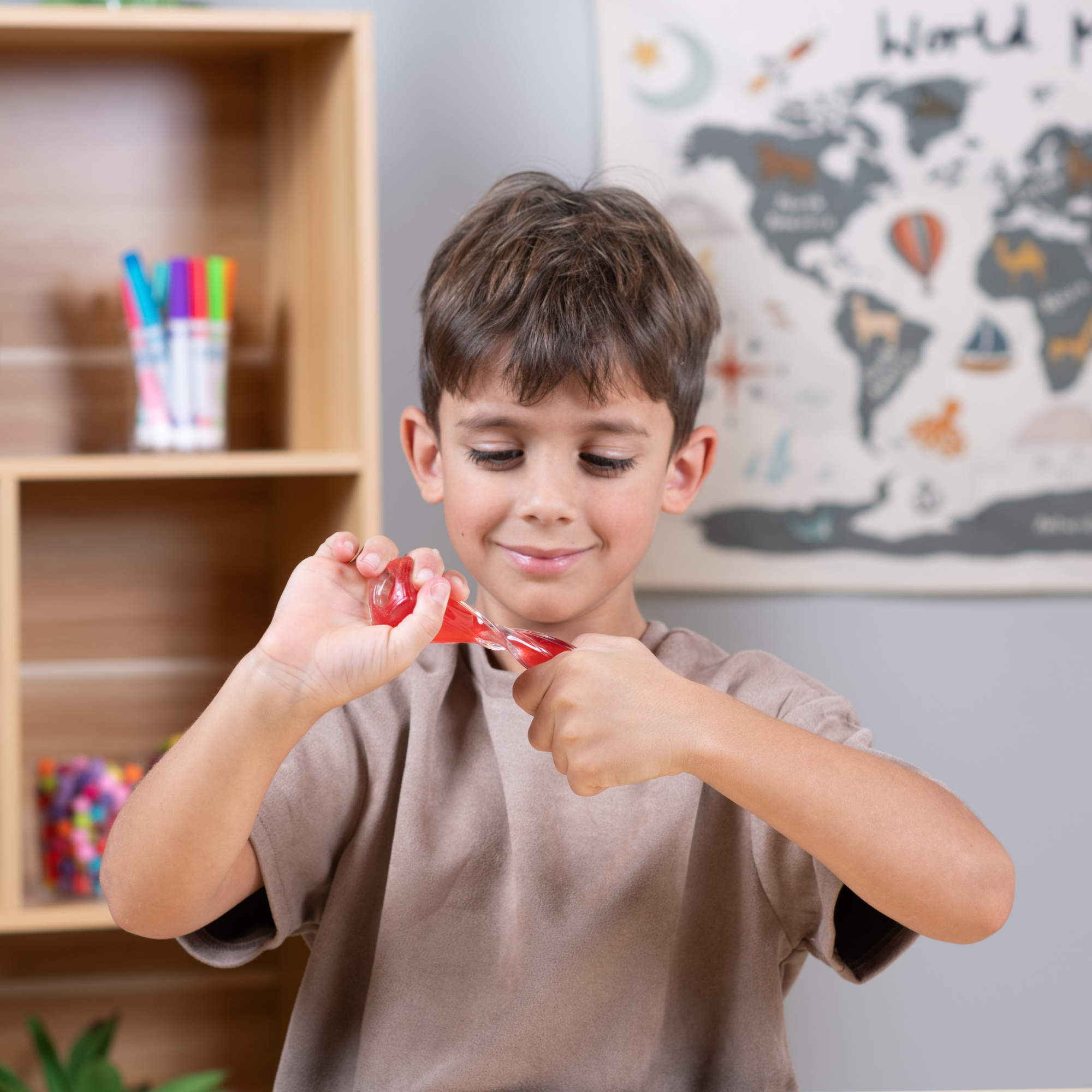 لعبة فيدجيت بلوكس من جالوت، لعبة فيدجيت حسية مركزة على الرؤية، مصنوعة من سائل وملون، لتخفيف القلق والتوتر، لعبة مكتبية مهدئة للبالغين والأطفال، لون أحمر