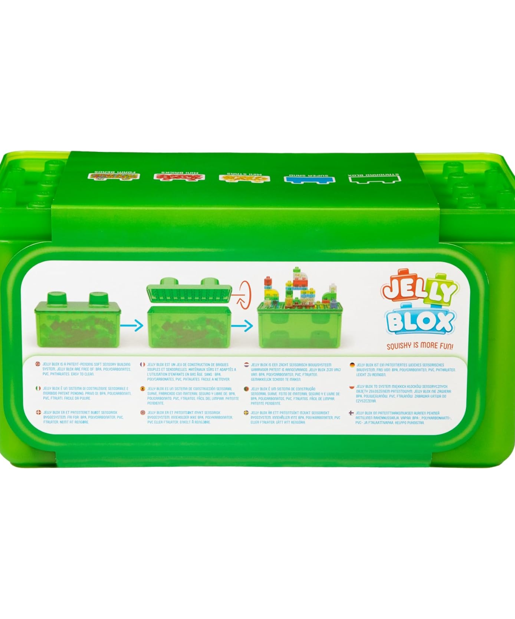 حقيبة تخزين جيلي بلوكس ستاش آند ستاك 2 في 1 تتضمن 30 مكعبًا، مكعبات بناء للأطفال الصغار ومرحلة ما قبل المدرسة يمكن للأطفال الضغط عليها وتمديدها، تم اختبارها من حيث السلامة وخالية من الحكة، لعبة حسية لمسية للأعمار من سنتين فما فوق