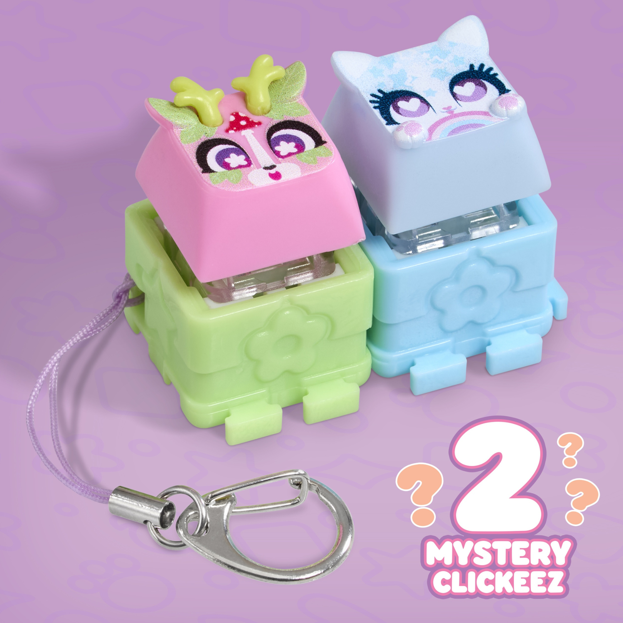 Clickeez Twin Pack, Cute Collectible Keyboard Key Caps, Fidget Toy for Kids 6+