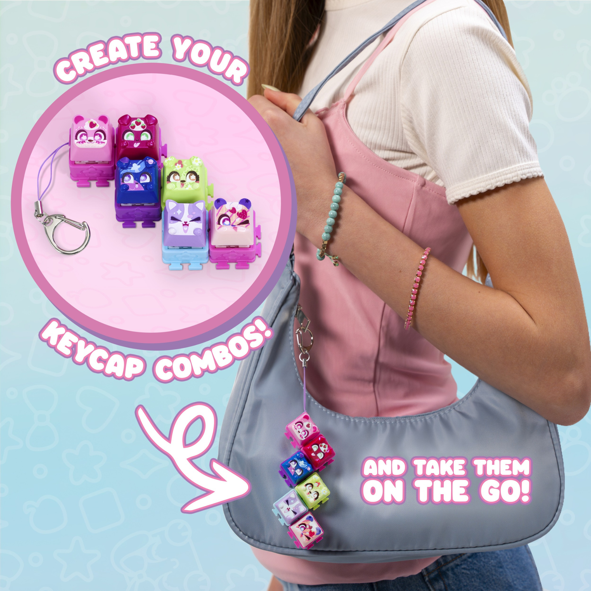 Clickeez Twin Pack, Cute Collectible Keyboard Key Caps, Fidget Toy for Kids 6+