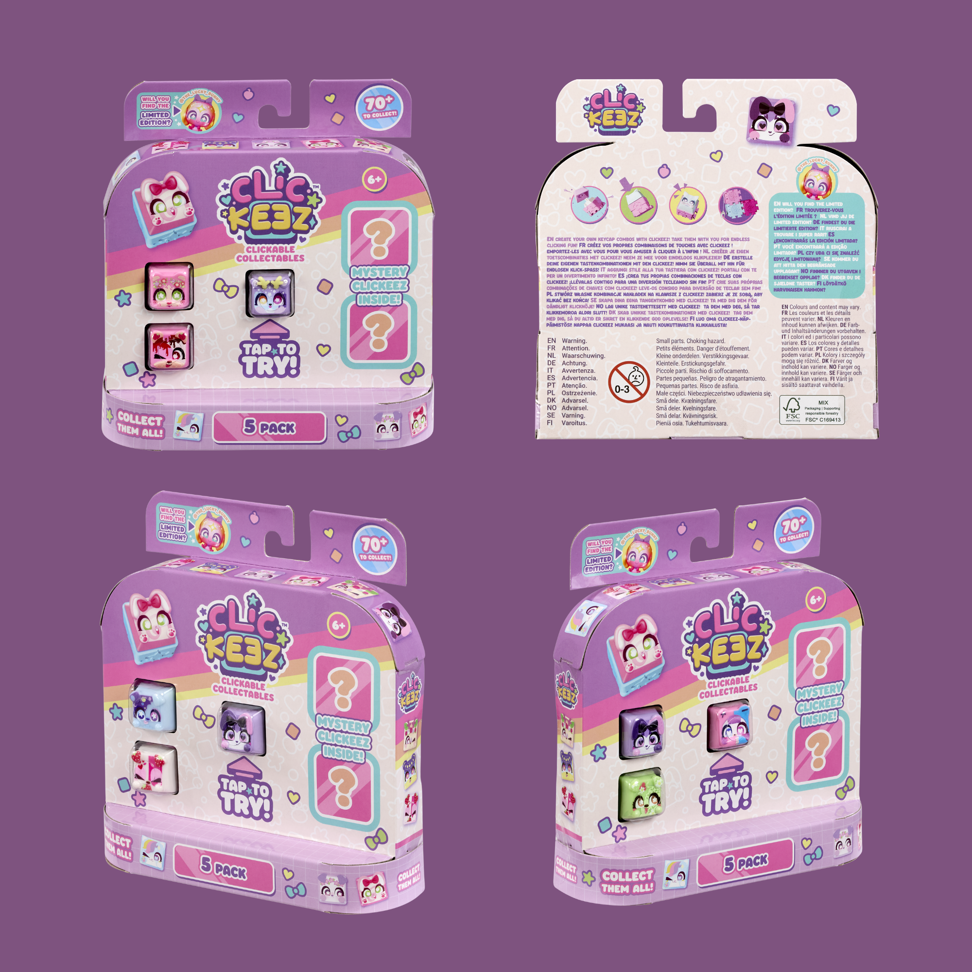 Clickeez Multipack, Cute Collectible Keyboard Key Caps, Fidget Toy for Kids 6+