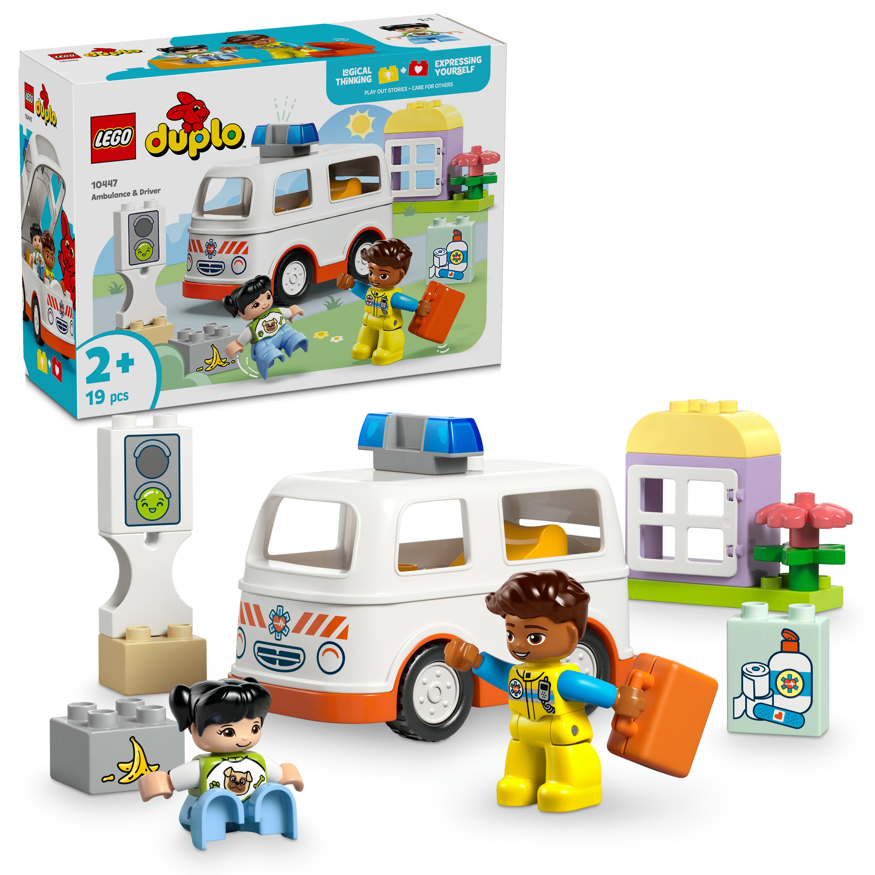 LEGO 10447 Ambulance & Driver V29 Building Set for Unisex 2+ Duplo Creative Emergency Rescue Toy