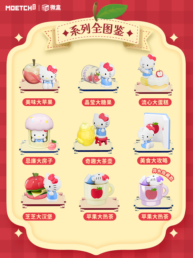 صندوق مويتش سانريو هيلو كيتي بيج آبل وركشوب الصغير من سلسلة مايكرو صندوق أعمى، شخصية قابلة للتجميع مع علبة عرض أكريليك، 8 تصاميم مع سر نادر، للأعمار من 6 سنوات فما فوق