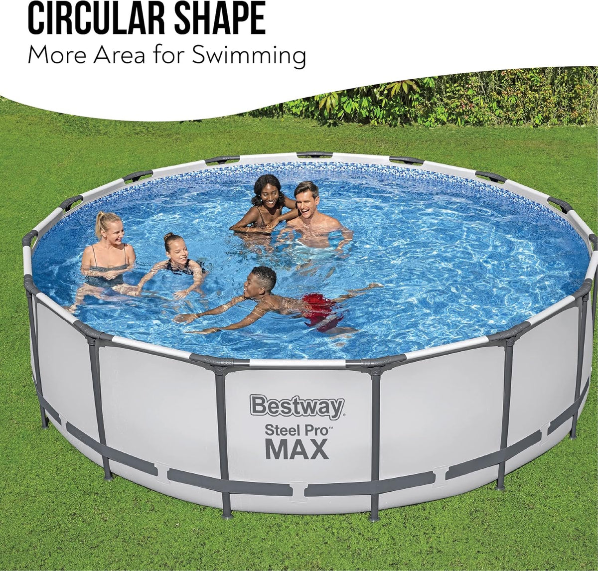 Bestway Steel Pro Max | Round Frame Swimming Pool with Filter Pump, Above Ground Frame Pools, Grey, 10’