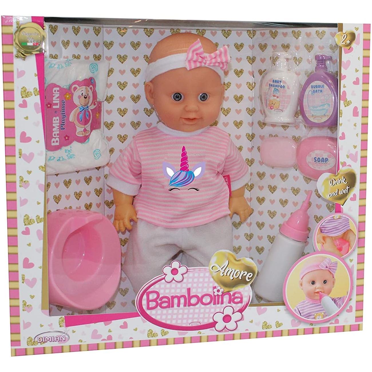 Bambolina Amore Baby Doll Gift Set, 36cm, Soft, Huggable Doll for Girls 3+ Years, Includes Accessories for Pretend Play
