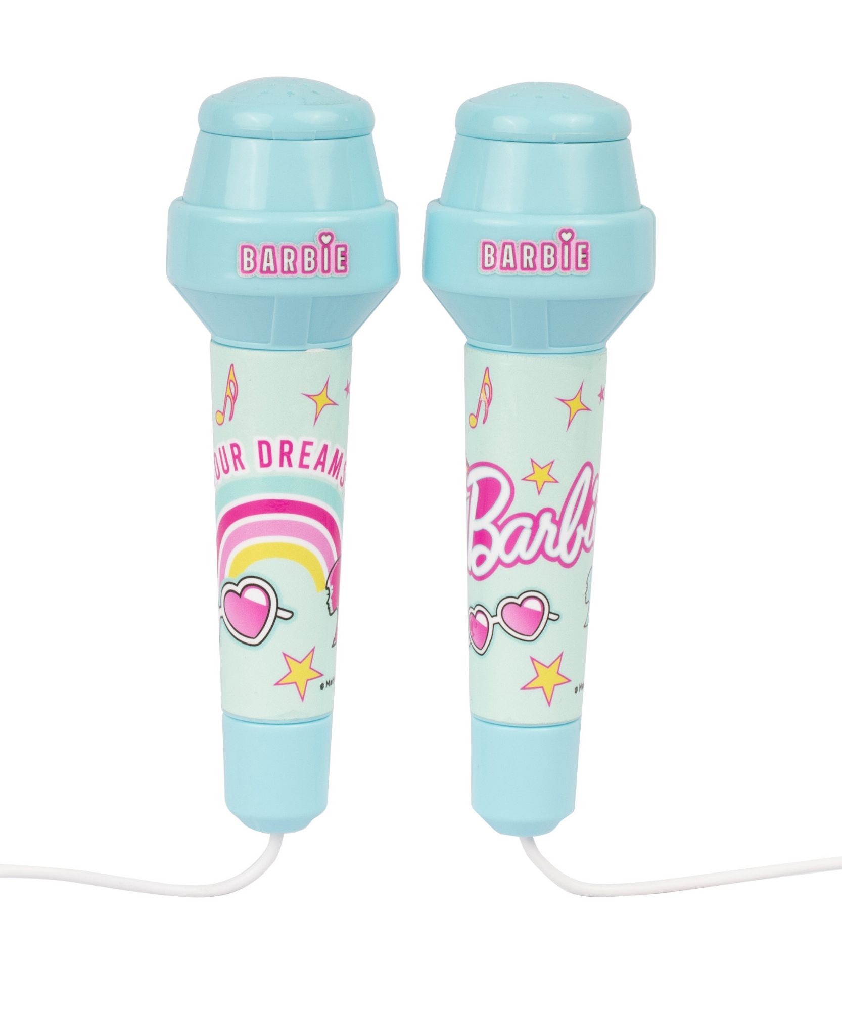 صندوق صوت كاريوكي باربي من سينكو كرييشنز، مكبر صوت بلوتوث خفيف الوزن وقابل للحمل مع ميكروفونين لاسلكيين، ميزة تغيير الصوت، حزام حمل للاستمتاع بالغناء أثناء التنقل، مناسب للأطفال من سن 3 سنوات فما فوق