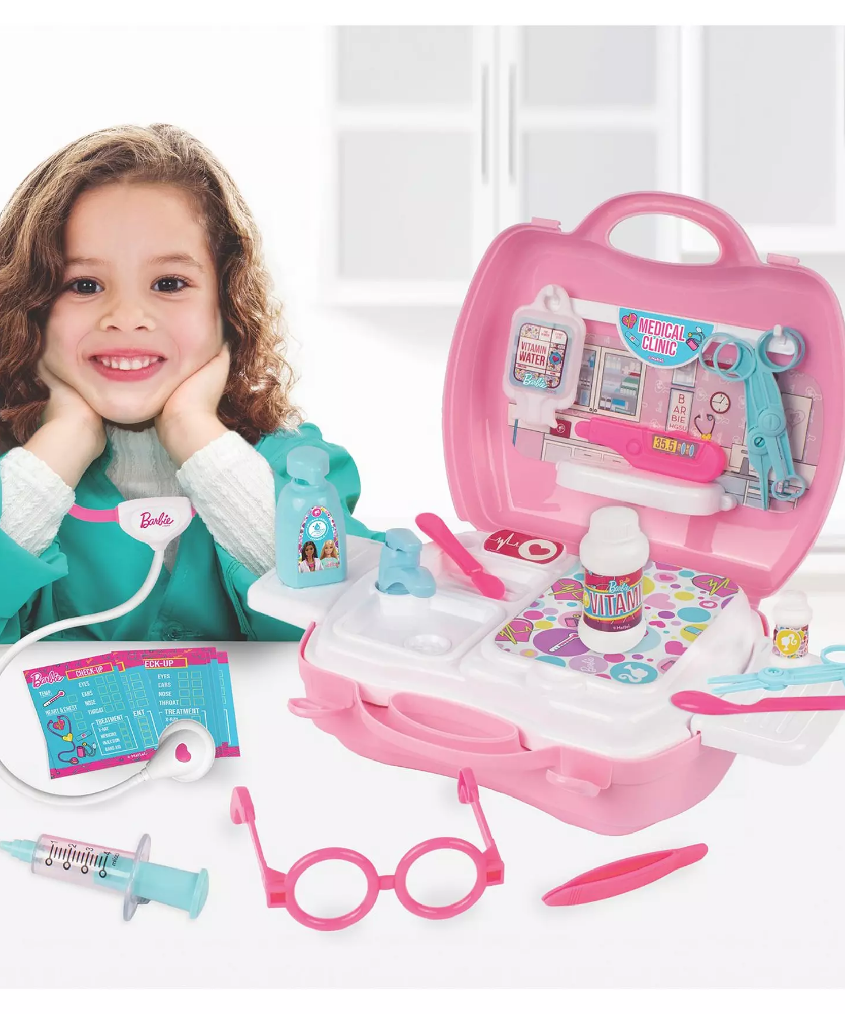 مجموعة لعب طبيبة باربي من سينكو كرييشنز، 20 قطعة مع حقيبة حمل، لعبة لعب الأدوار مناسبة للأطفال من سن 3 سنوات فما فوق