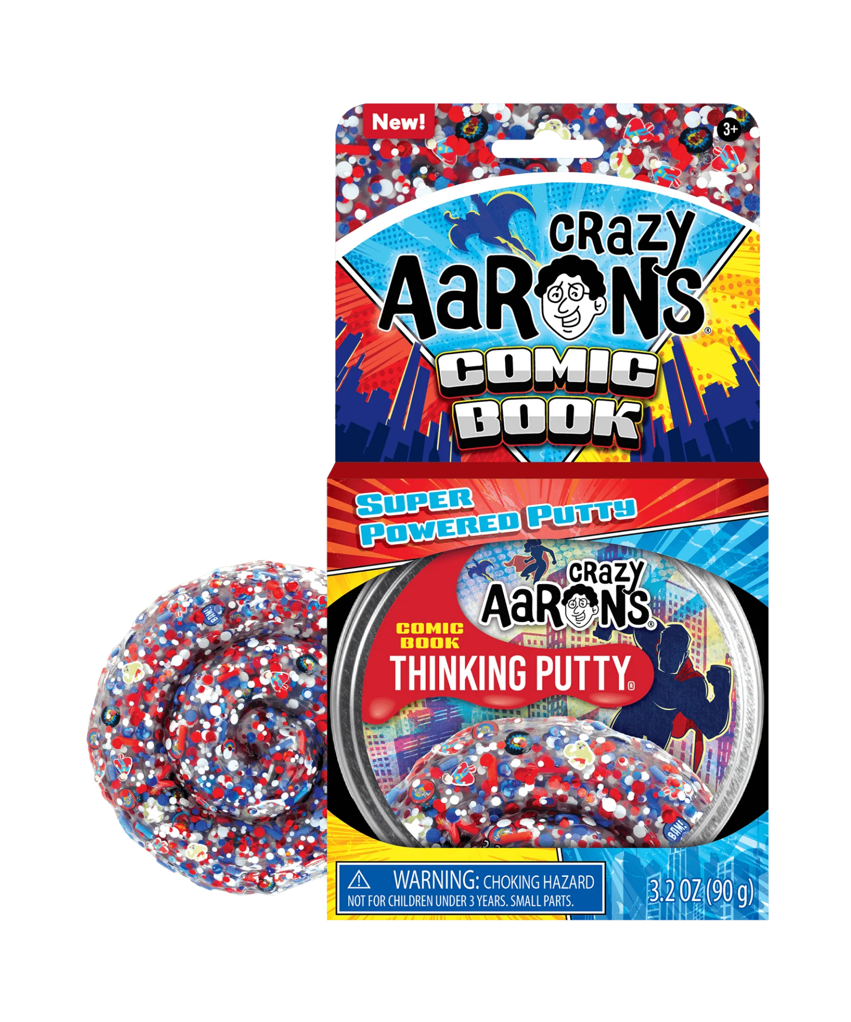 معجون التفكير من كريزي آرون، علبة 4 بوصات مع 90 جرامًا من معجون اللعب الحسي غير السام الذي لا يجف أبدًا، لعبة فيدجيت إبداعية ناعمة الملمس للأولاد والبنات من سن 3 سنوات فما فوق