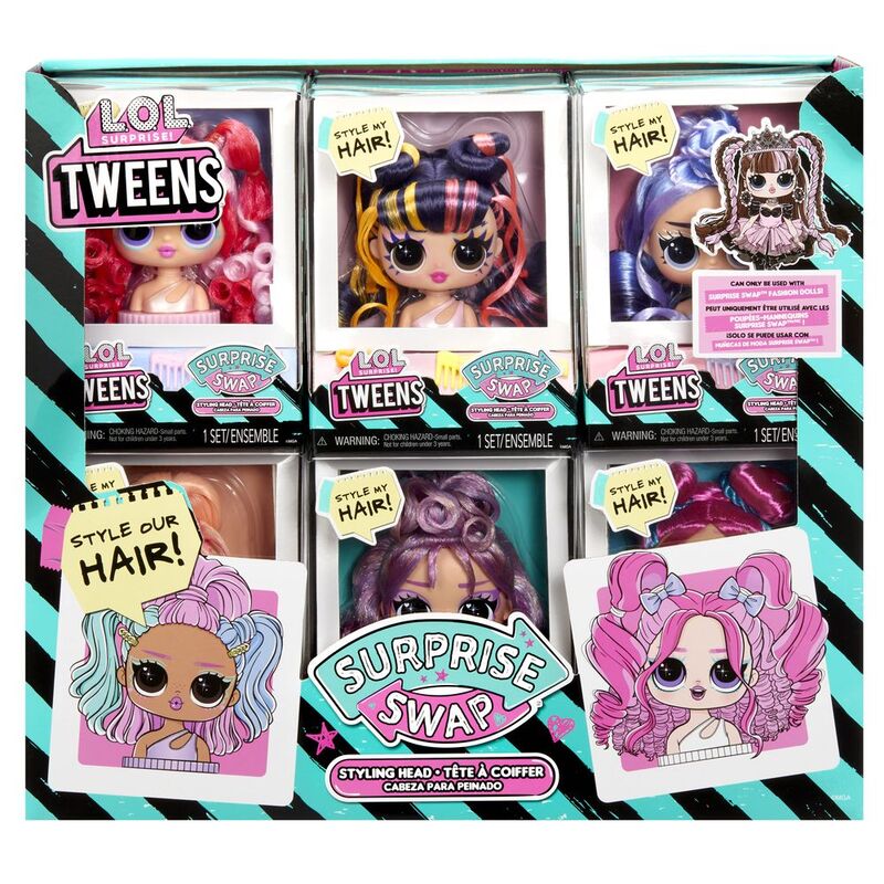 L.O.L. Surprise Tweens Surprise Swap Styling Head, Assorted, Includes Hair Accessories and Comb, Collectable Styling Toy for Kids Ages 4+, Great for Creative Hair Play
