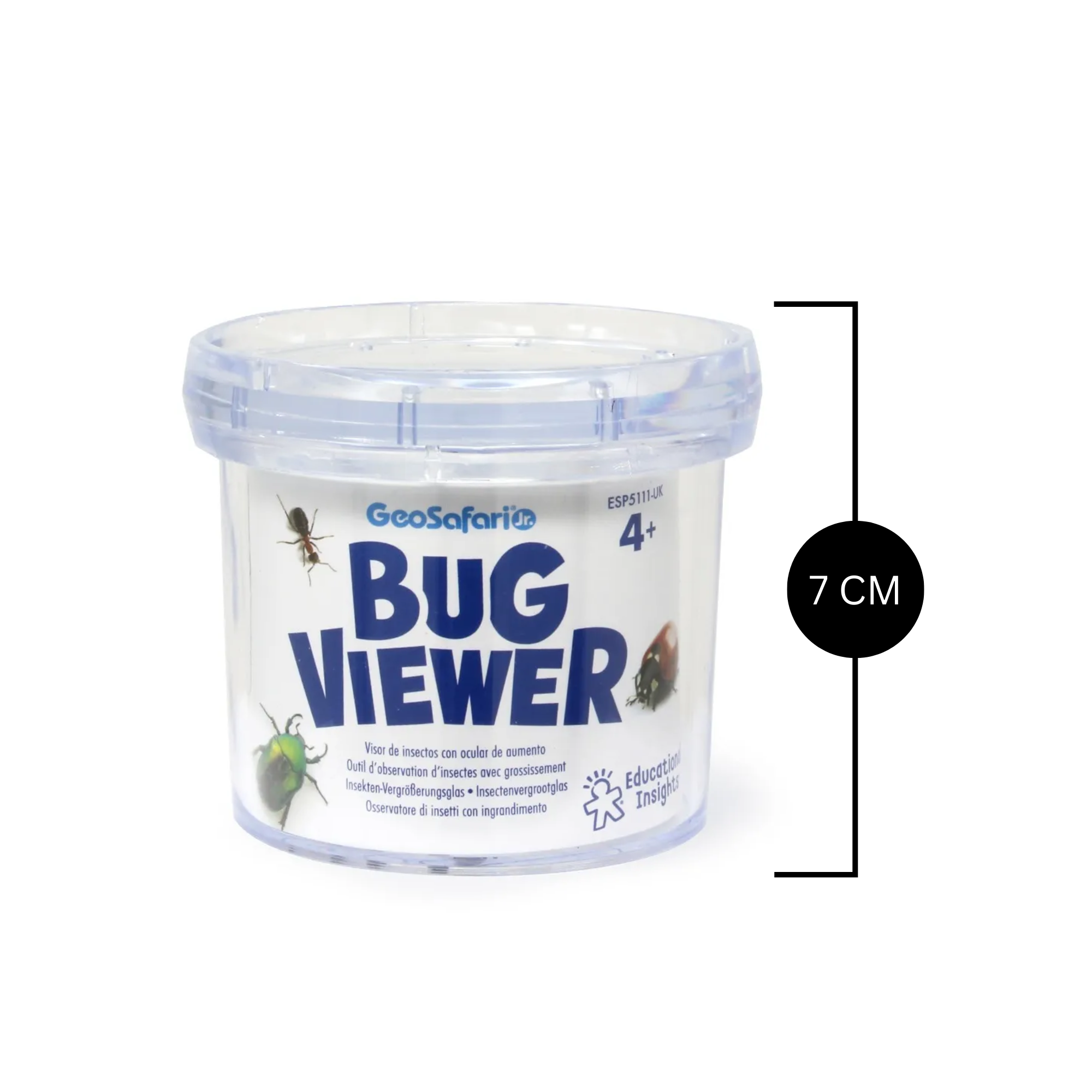 موارد التعلم GeoSafari Jr. Bug Viewer، وعاء مكبر للأطفال، تكبير 3 أضعاف، فتحات هوائية للعرض المباشر، قاعدة قياس شبكية، مثالي للاستكشاف في الهواء الطلق، للأعمار من 3 سنوات فما فوق