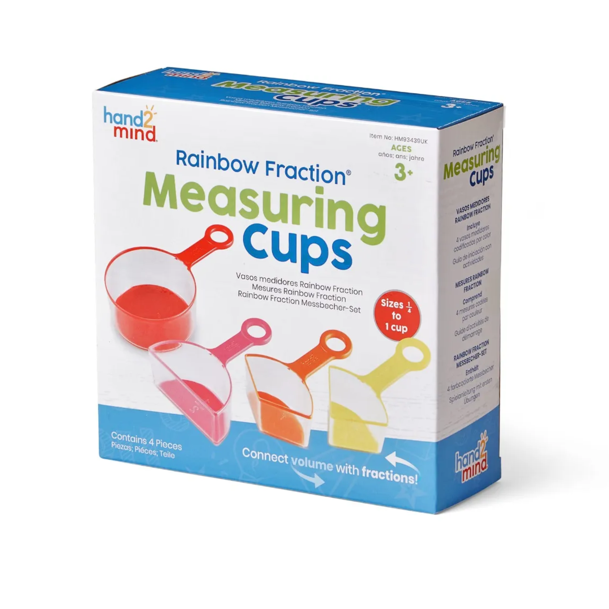 مجموعة من 4 أكواب قياس الكسور من Learning Resources Rainbow، أداة تعليمية بصرية للكسور للأطفال من سن 3 سنوات فما فوق