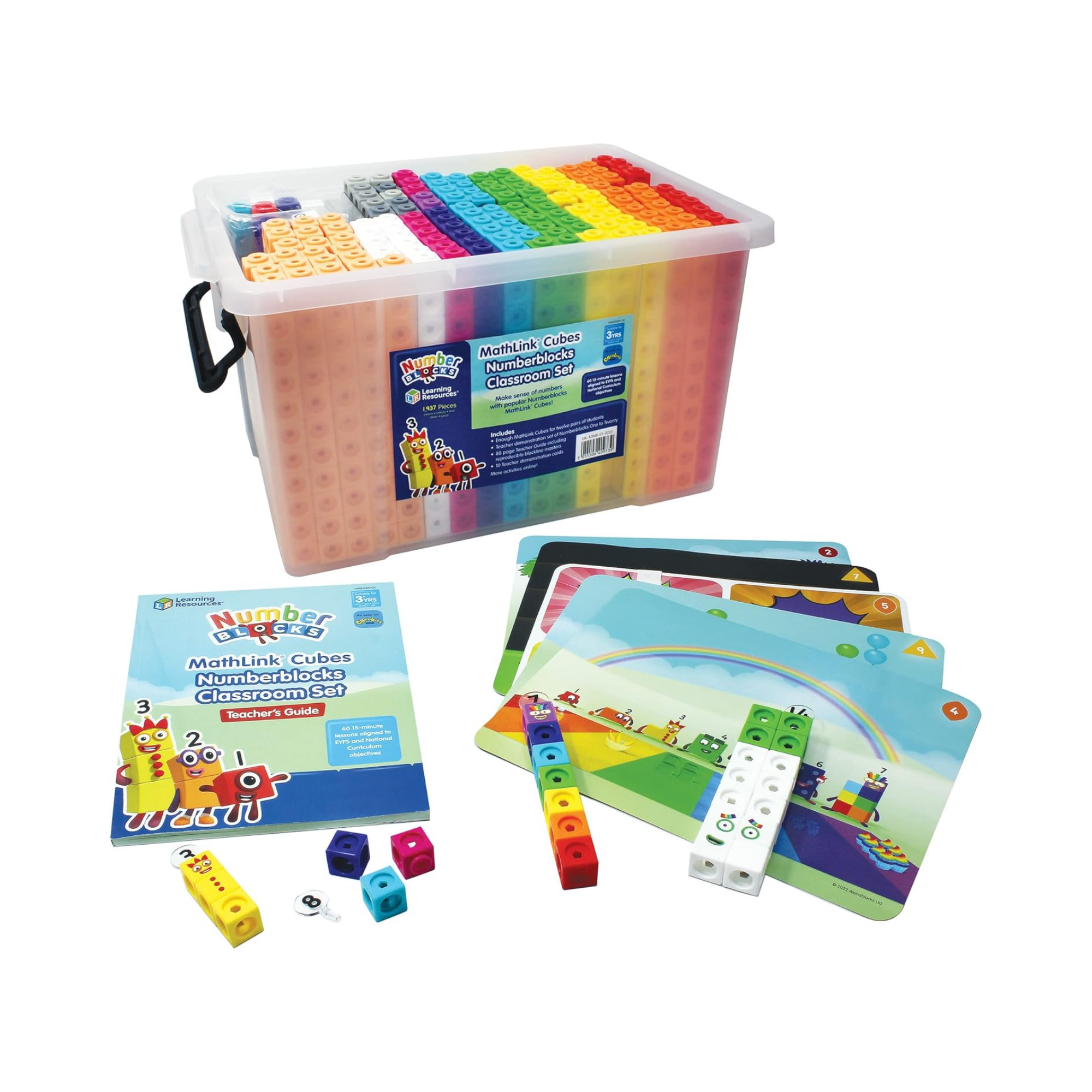 Learning Resources MathLink Cubes Numberblocks Classroom Set, Comprehensive Math Mastery Kit for Teachers, Aligned to EYFS & National Curriculum, 60 Lessons, 1905 Cubes, & Numberlings