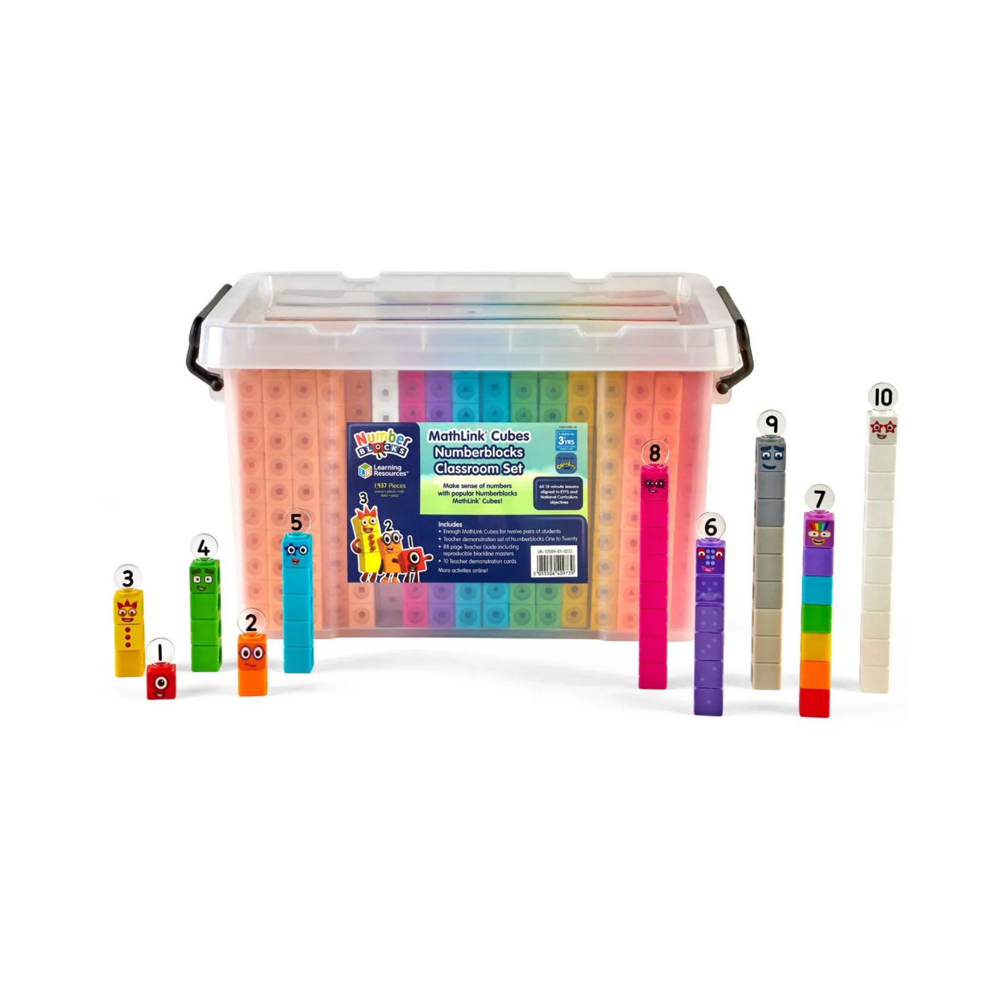 Learning Resources MathLink Cubes Numberblocks Classroom Set, Comprehensive Math Mastery Kit for Teachers, Aligned to EYFS & National Curriculum, 60 Lessons, 1905 Cubes, & Numberlings