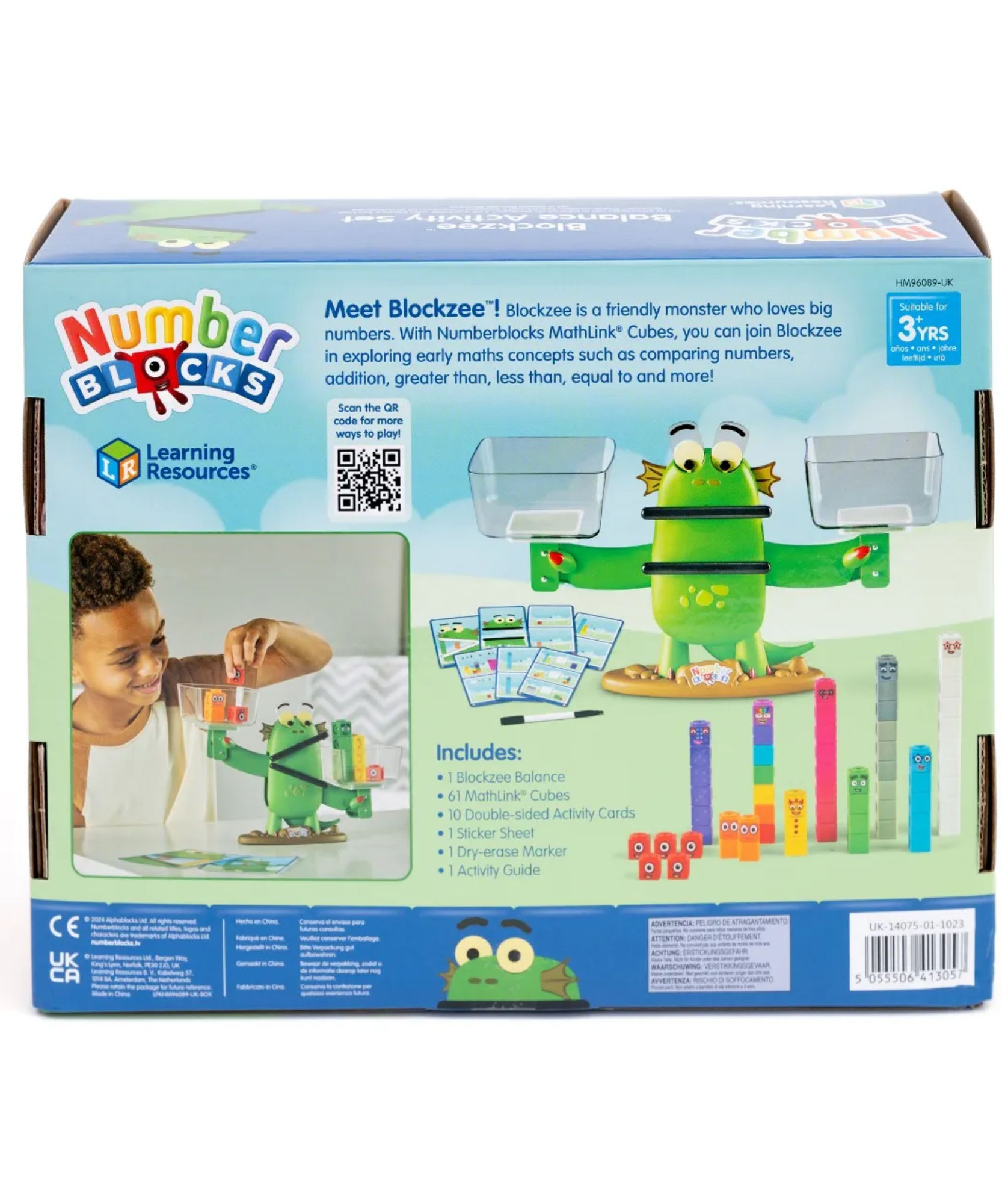 مجموعة أنشطة التوازن من مجموعة Numberblocks Blockzee من Learning Resources، لعبة رياضيات تفاعلية مع مقياس التوازن والمكعبات، تعلم أكبر من، وأصغر من، ويساوي، للأعمار من 3 سنوات فما فوق