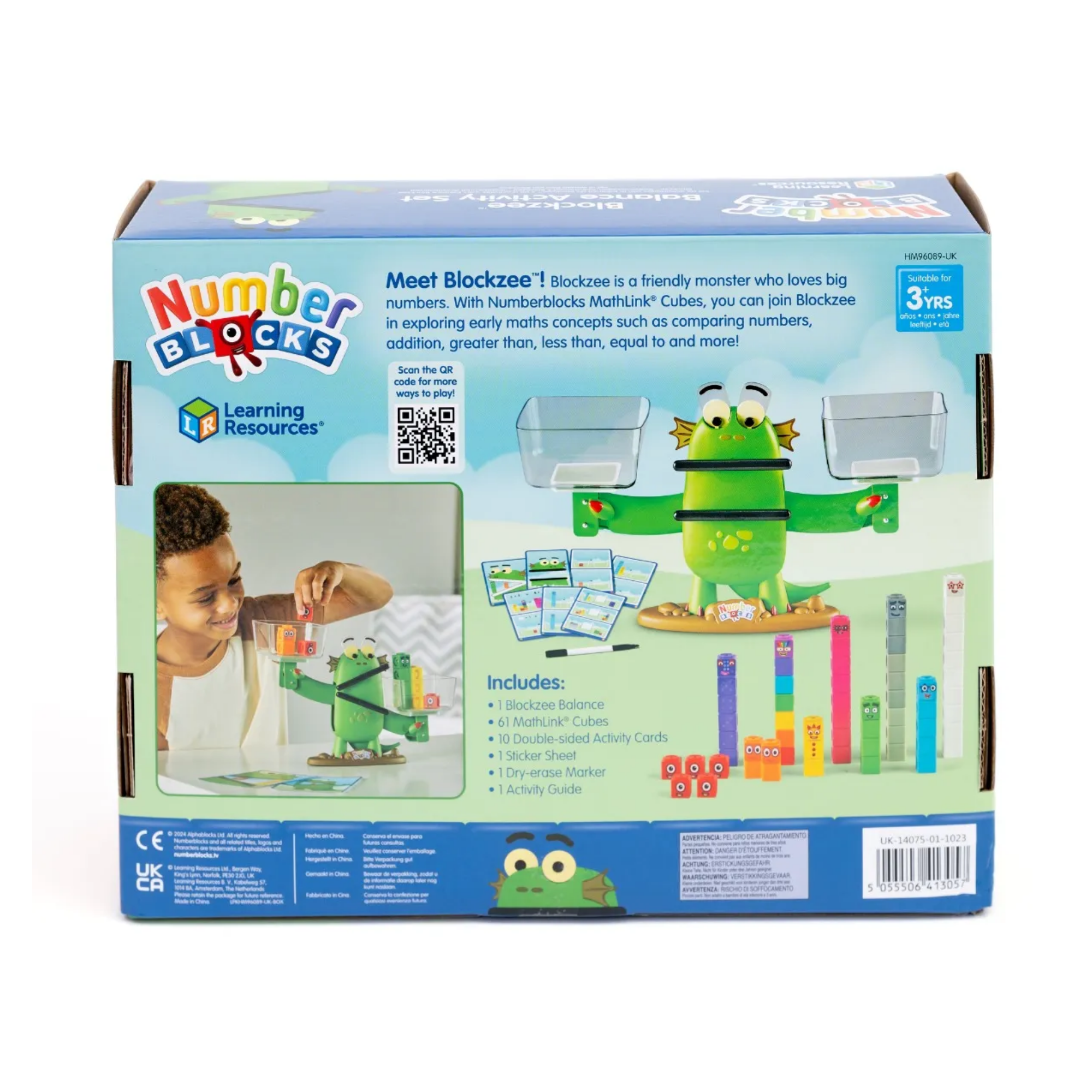 مجموعة أنشطة التوازن من مجموعة Numberblocks Blockzee من Learning Resources، لعبة رياضيات تفاعلية مع مقياس التوازن والمكعبات، تعلم أكبر من، وأصغر من، ويساوي، للأعمار من 3 سنوات فما فوق