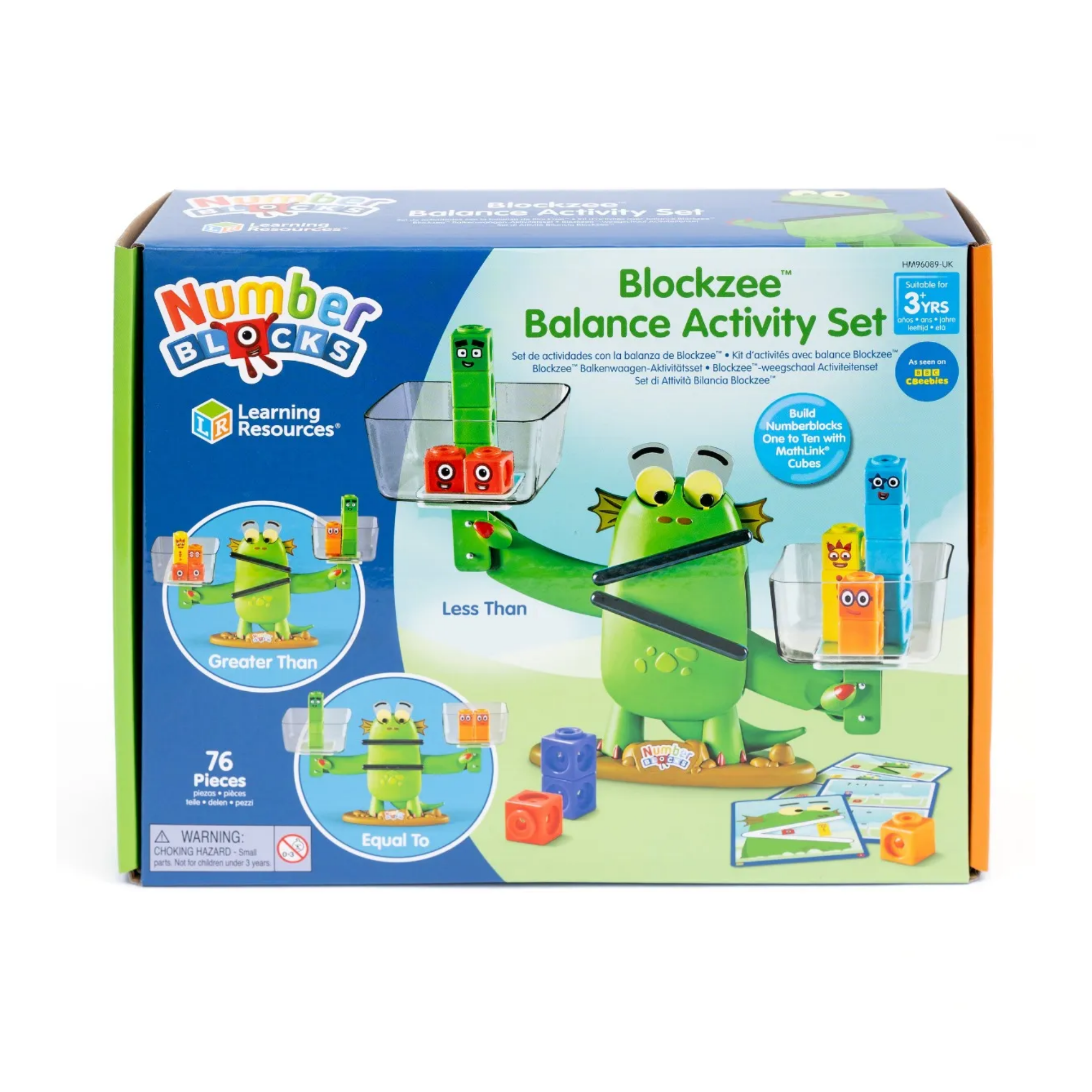 مجموعة أنشطة التوازن من مجموعة Numberblocks Blockzee من Learning Resources، لعبة رياضيات تفاعلية مع مقياس التوازن والمكعبات، تعلم أكبر من، وأصغر من، ويساوي، للأعمار من 3 سنوات فما فوق