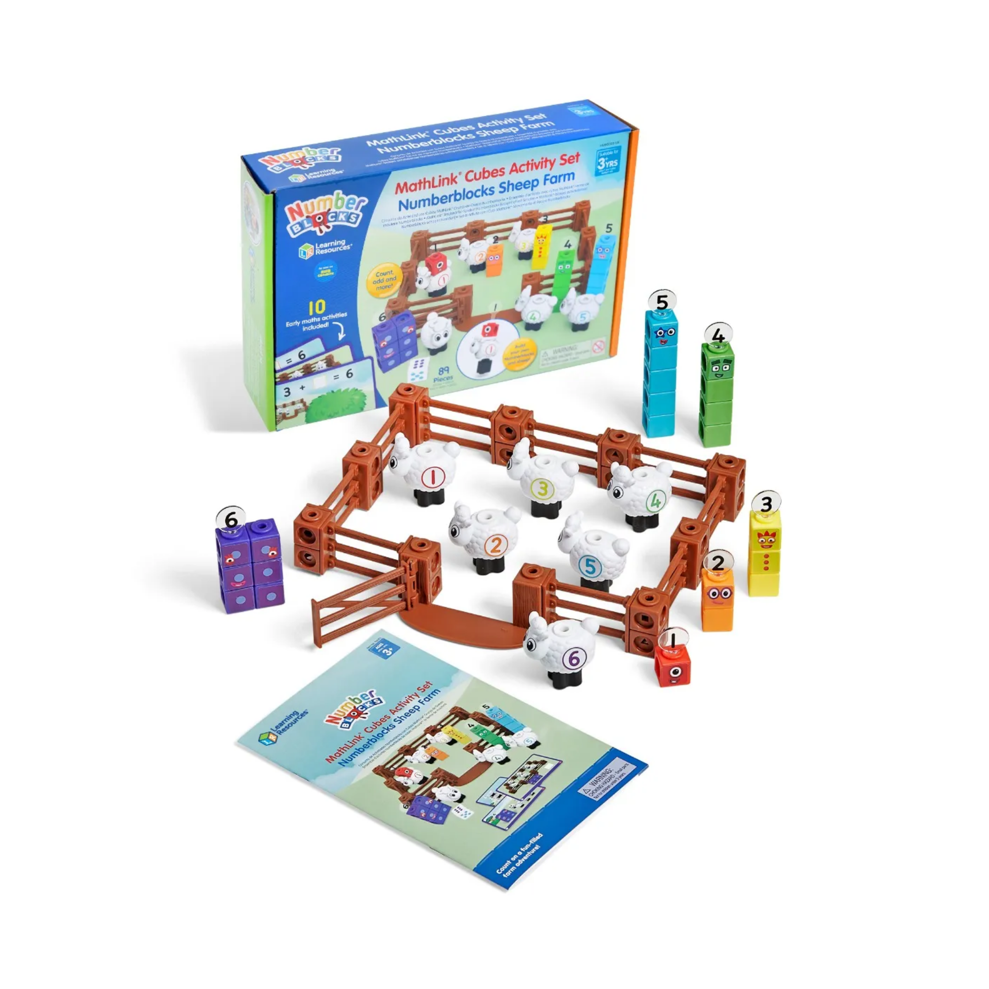 Learning Resources MathLink Cubes Numberblocks Counting Sheep Farm Activity Set, Buildable Characters, Early Math Learning Toys, and Farmyard Play, 89 Piece Set for Ages 3 and Up