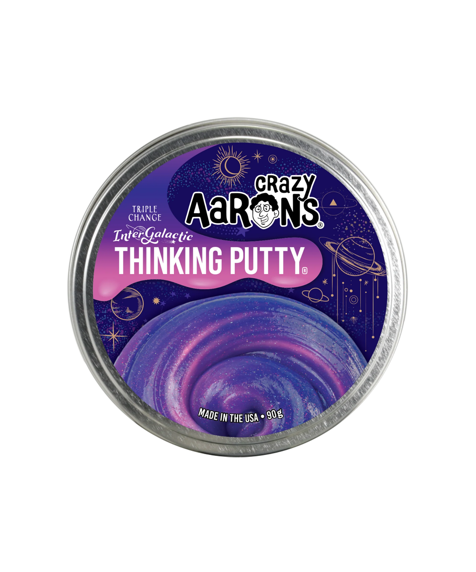 Crazy Aaron's Triple Change Intergalactic Thinking Putty, 4" Tin with 90g of Non-Toxic Sensory Play Putty which Never Dries Out, Soft Textured Creative Fidget Toy for Boys and Girls Ages 3Y+