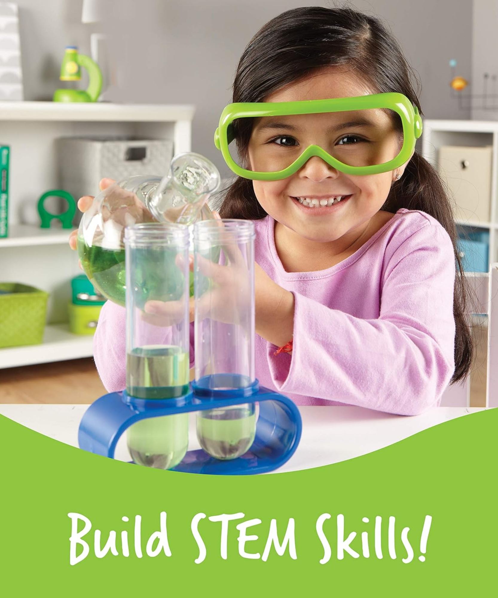 مجموعة مختبرات العلوم الأساسية الفاخرة من Learning Resources، مجموعة تعليم العلوم والتكنولوجيا والهندسة والرياضيات (STEM) للأطفال في سن ما قبل المدرسة مع أدوات مختبرية واقعية