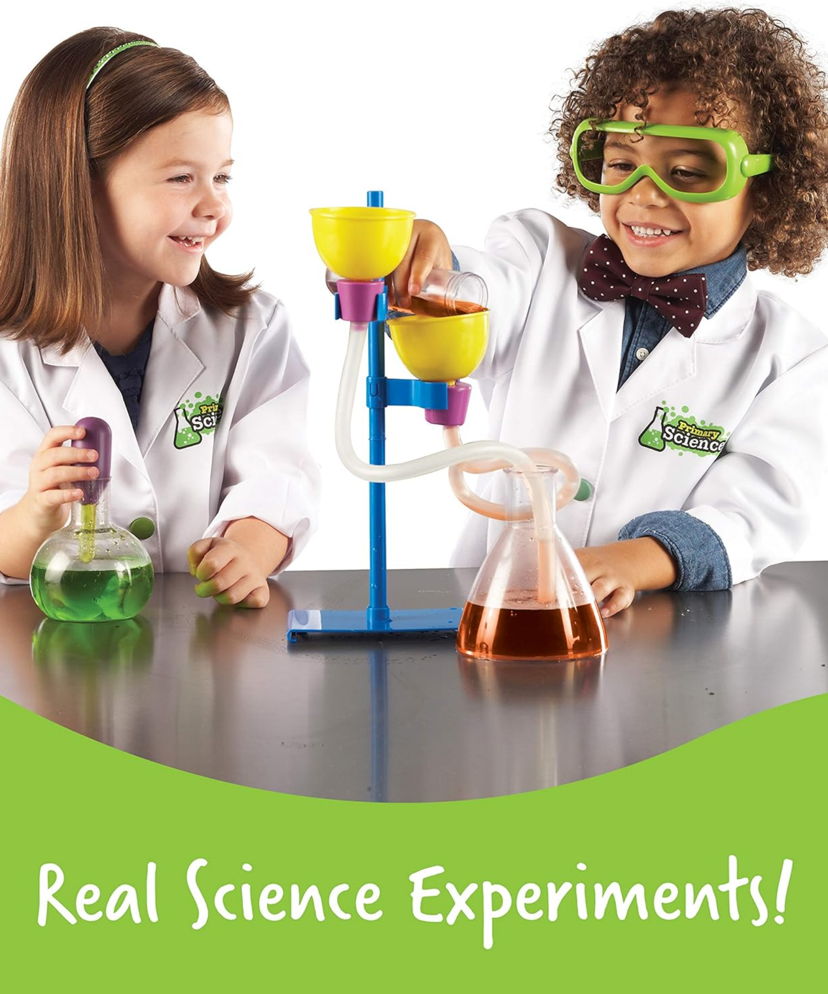 مجموعة مختبرات العلوم الأساسية الفاخرة من Learning Resources، مجموعة تعليم العلوم والتكنولوجيا والهندسة والرياضيات (STEM) للأطفال في سن ما قبل المدرسة مع أدوات مختبرية واقعية